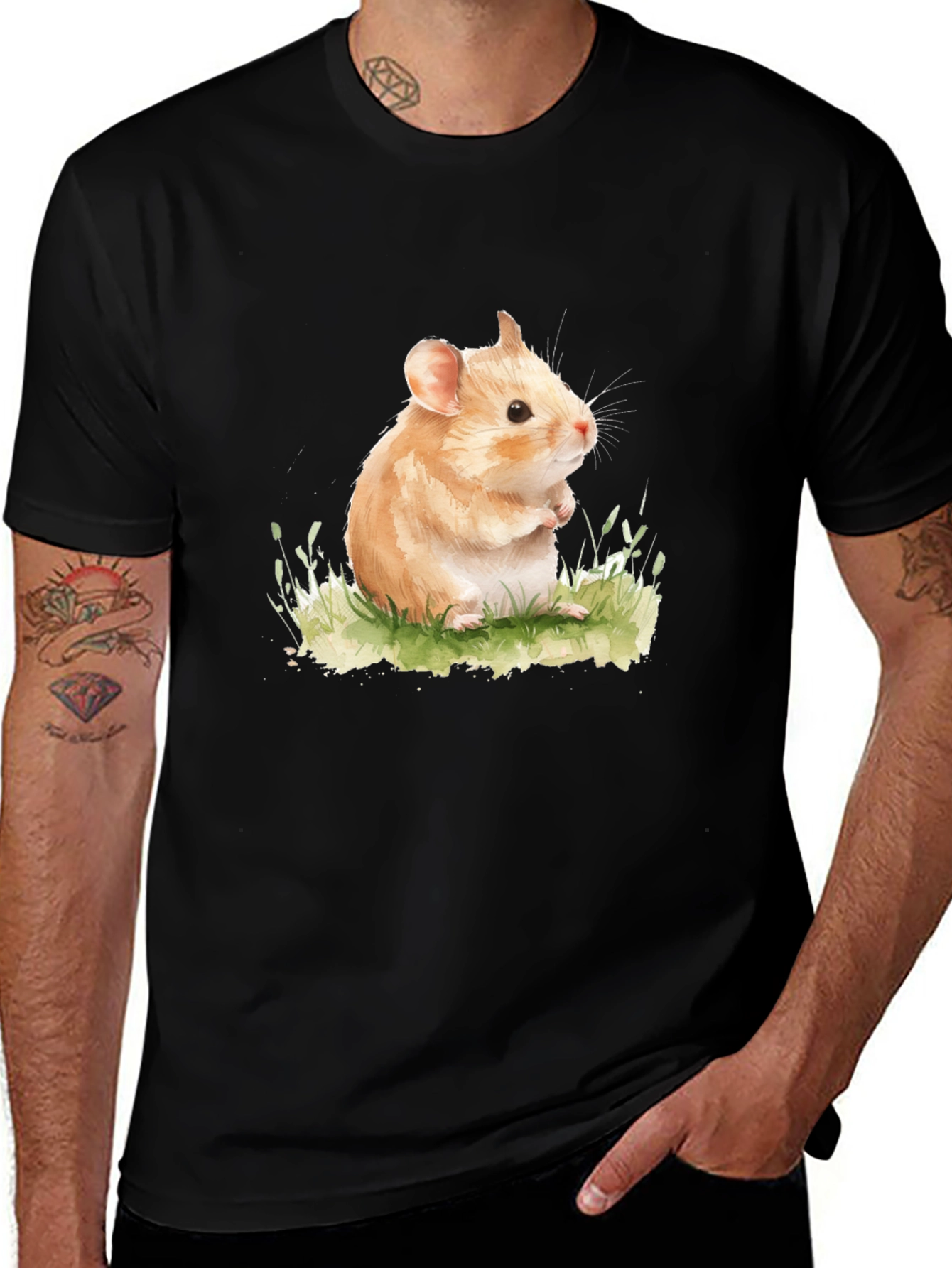 Variant 20 of Hamster Watercolor Graphic Tee - Cute Rodent Design
