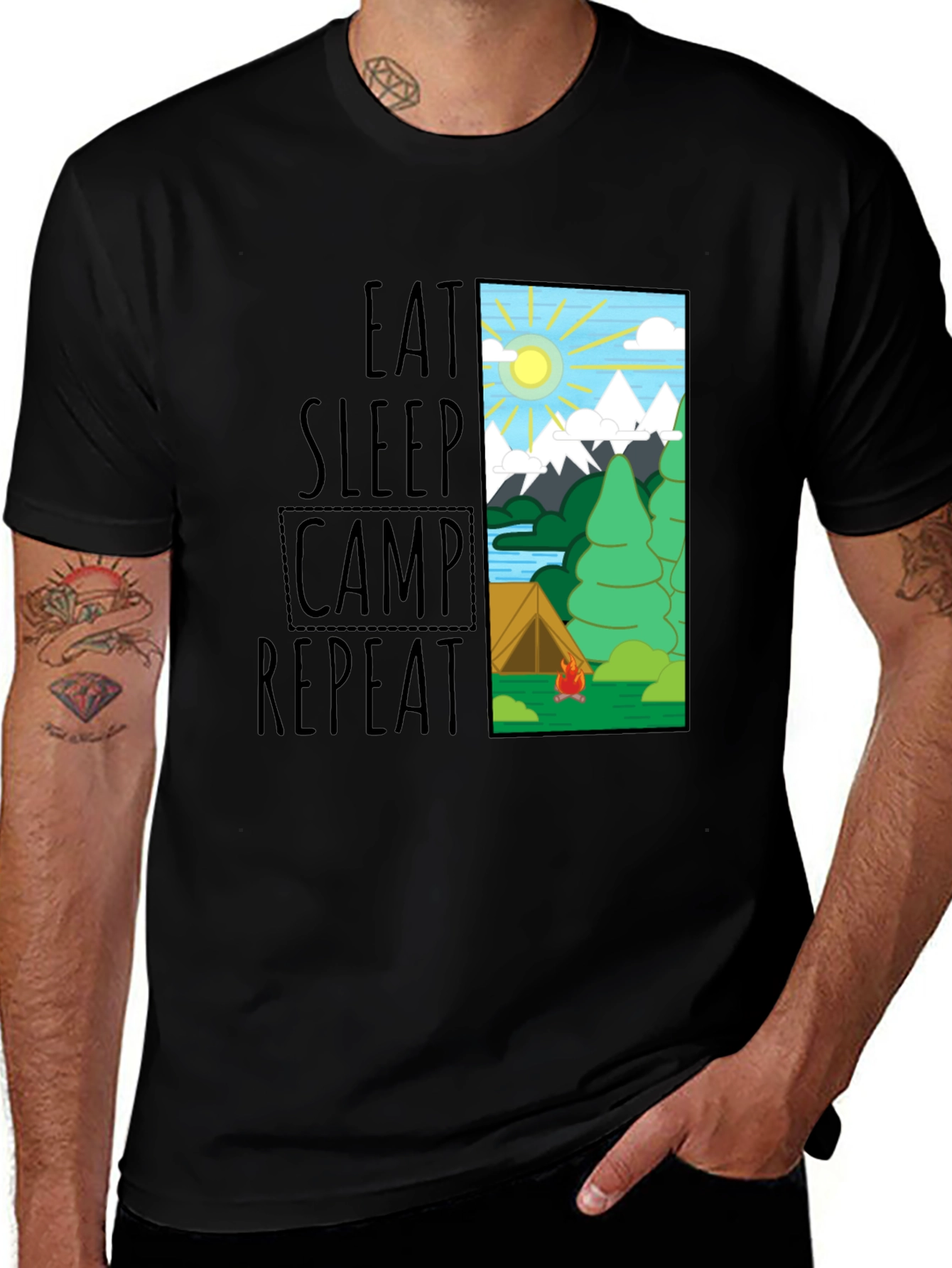 Variant 18 of Eat Sleep Camp Repeat Graphic T-Shirt