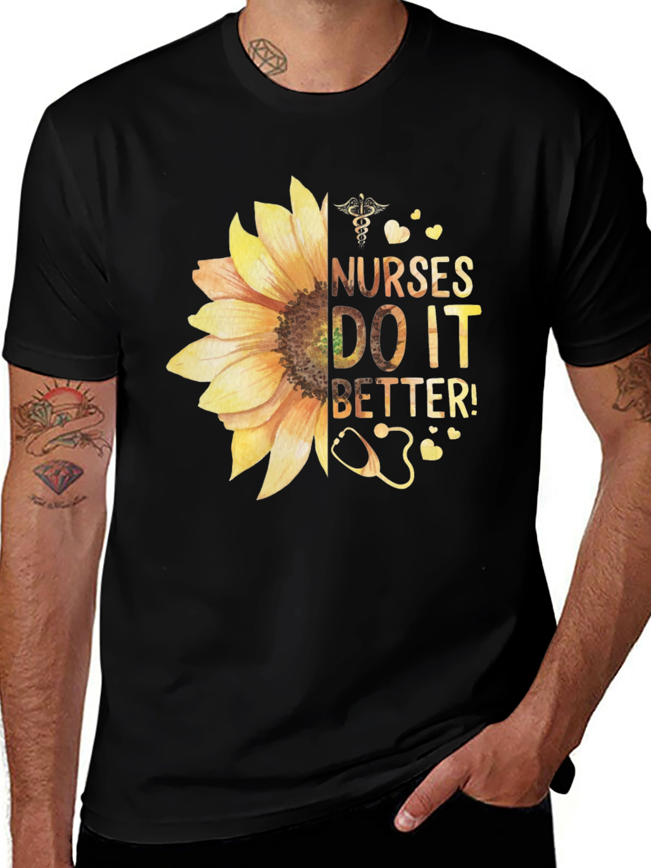Variant 2 of Nurses Do It Better Sunflower Graphic Tee