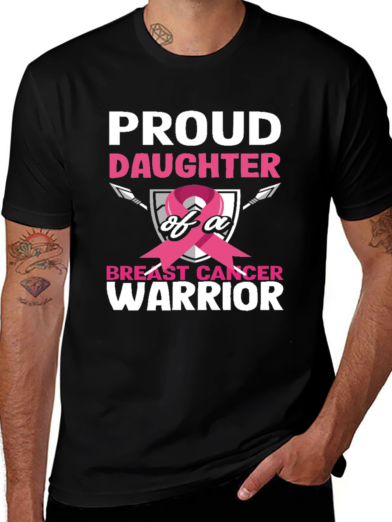 Proud Daughter Breast Cancer Warrior Graphic Tee