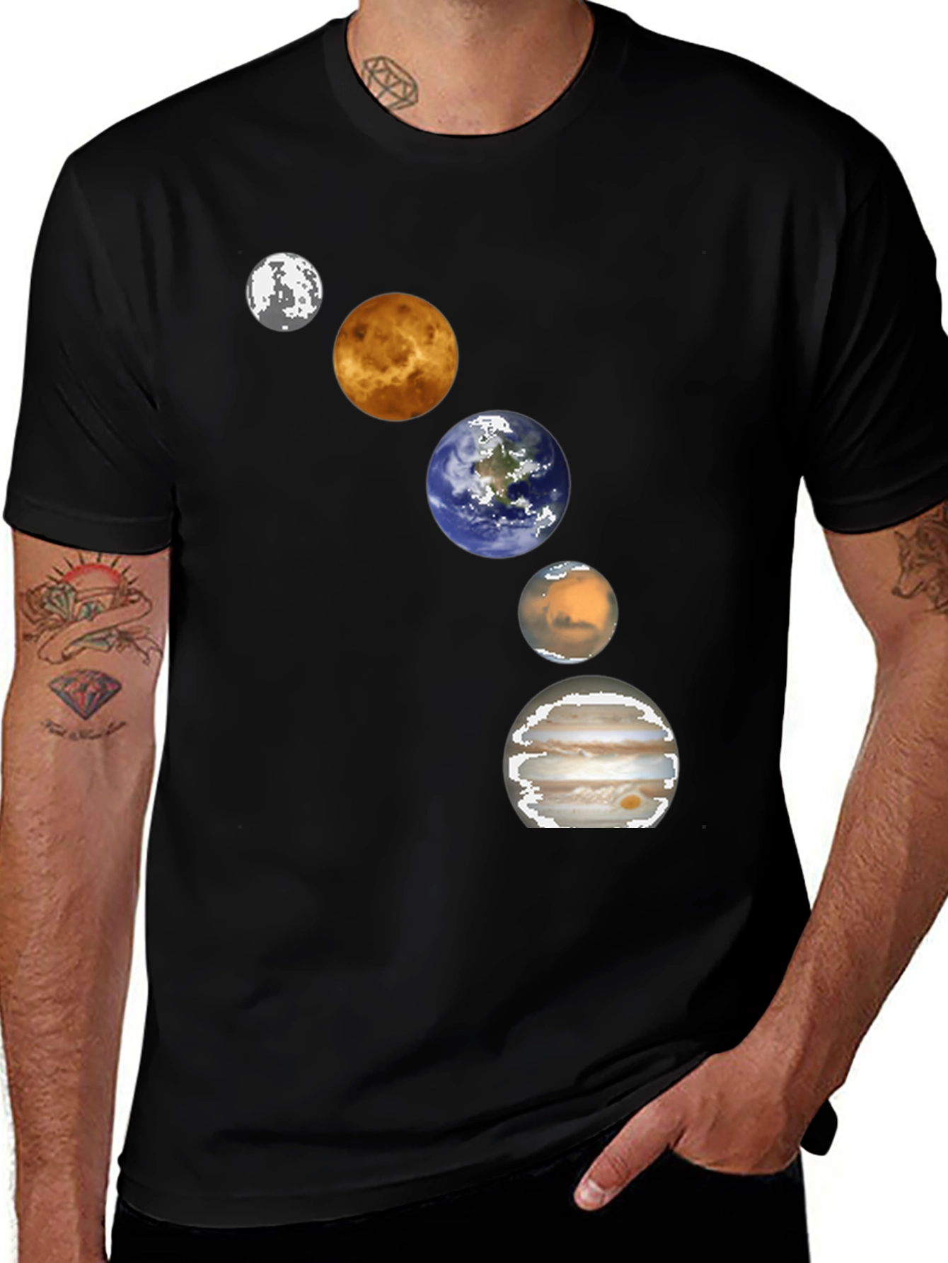 Variant 17 of Planets Graphic Print T-Shirt, Galaxy Tee