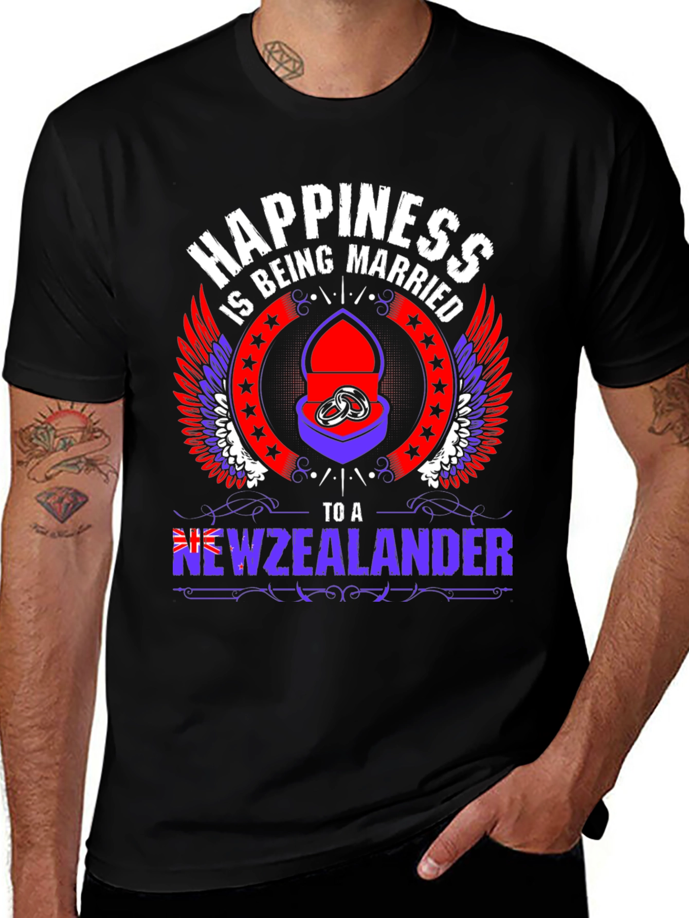Variant 23 of Happiness Being Married To A New Zealander Graphic Tee
