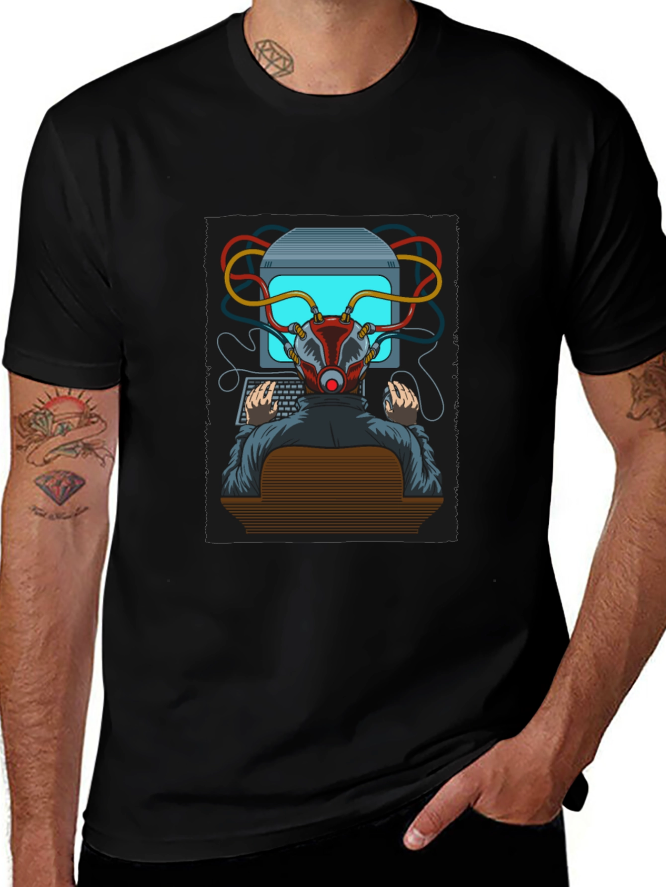 Black Hacker Graphic T-Shirt - Cyberpunk Style Tee main image