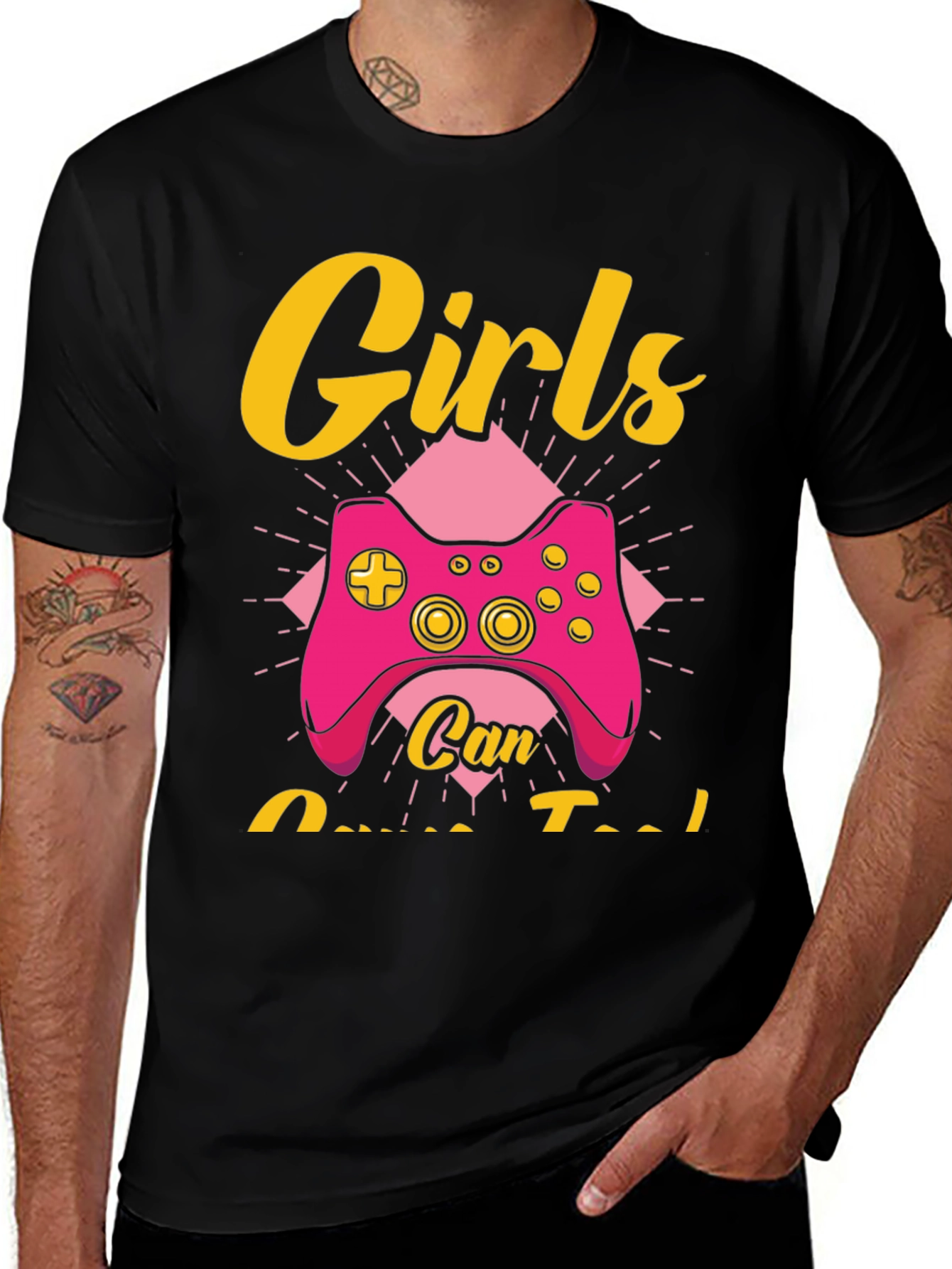 Variant 7 of Girls Can Game Too T-Shirt - Gamer Girl Style