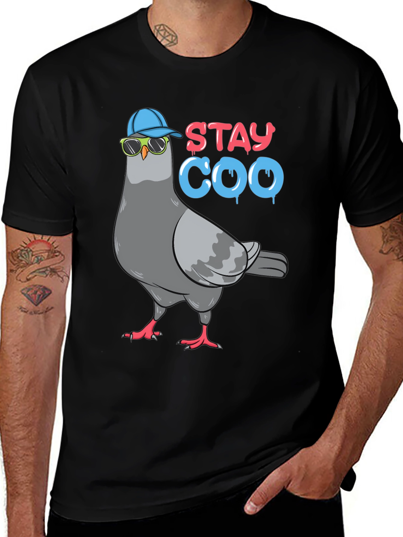 Stay Coo T-Shirt, Pigeon with Sunglasses