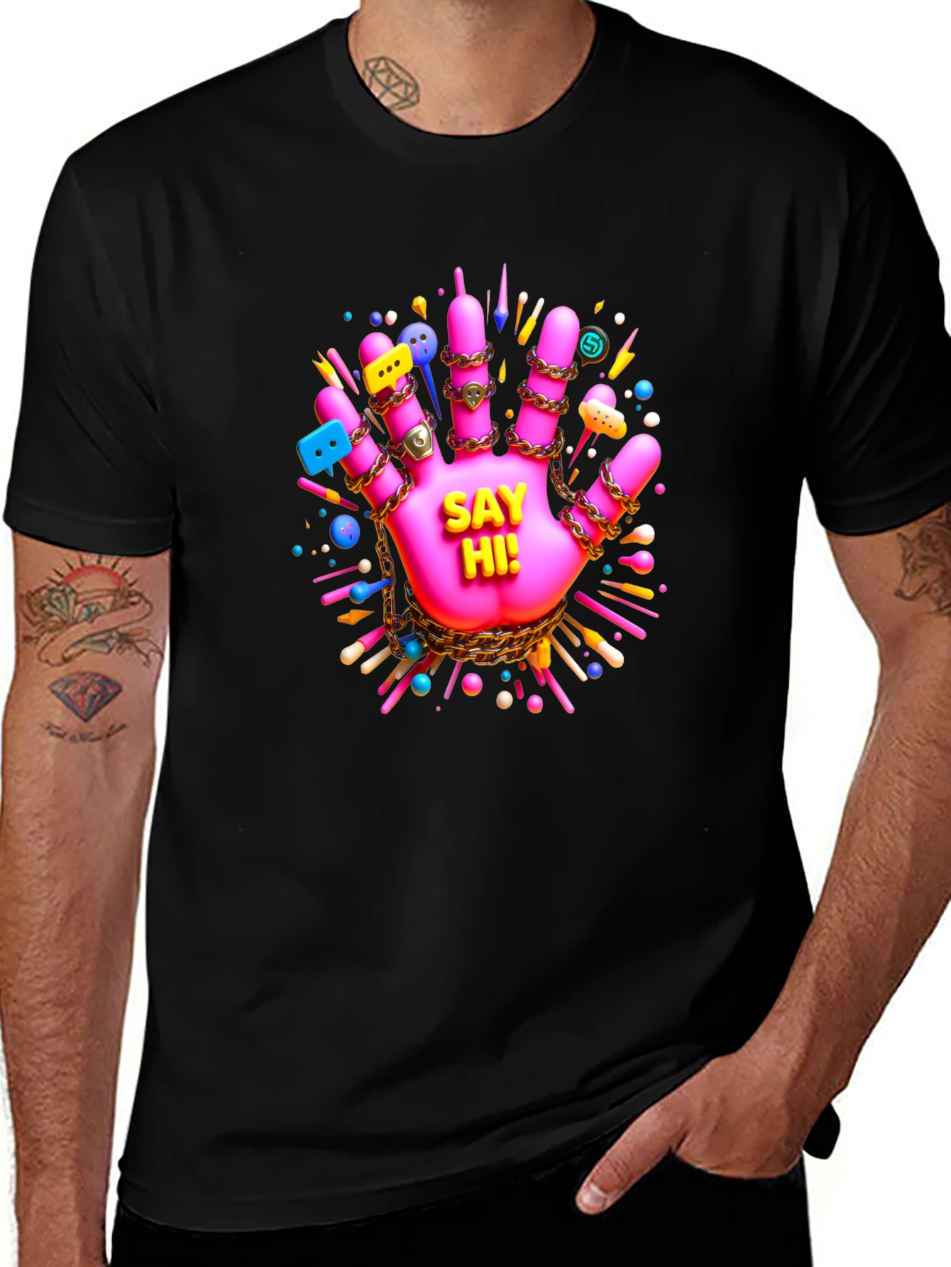 Say Hi! Funky Hand Graphic Tee