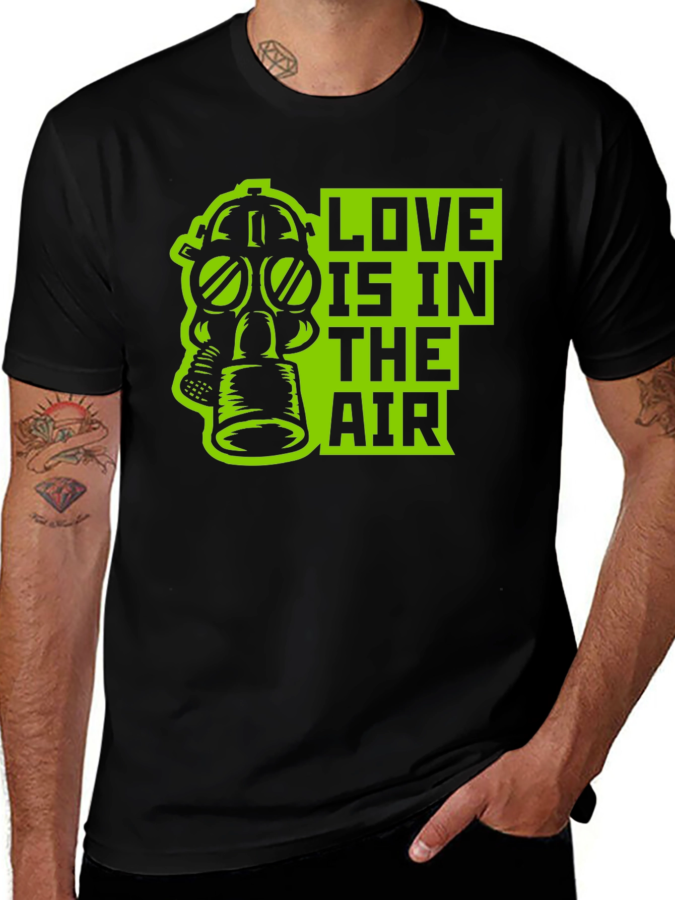 Variant 9 of Love Is In The Air Gas Mask Graphic T-Shirt