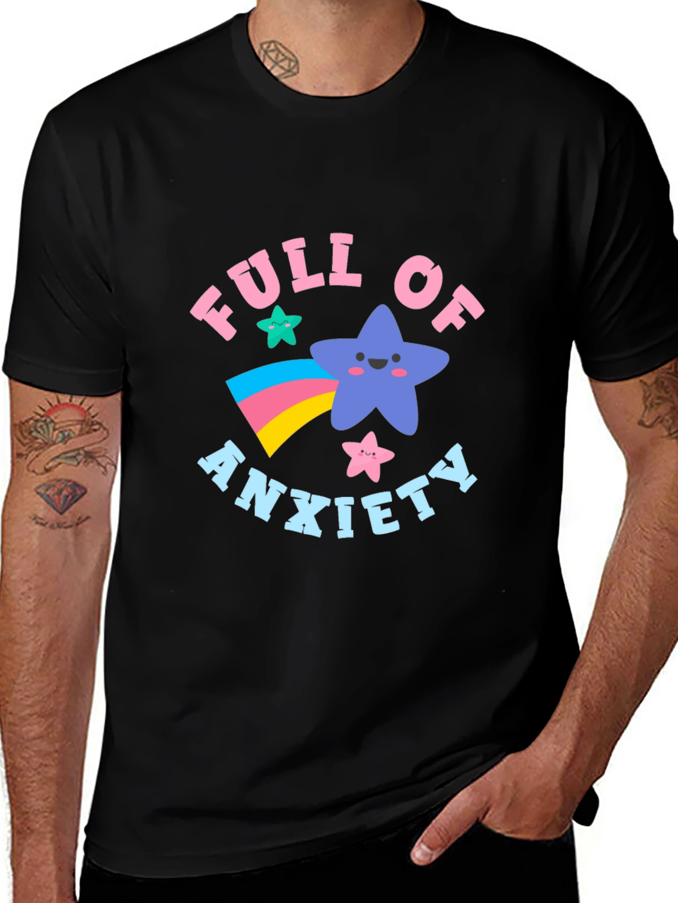 Anxiety Star Graphic T-Shirt - Black Cotton Tee