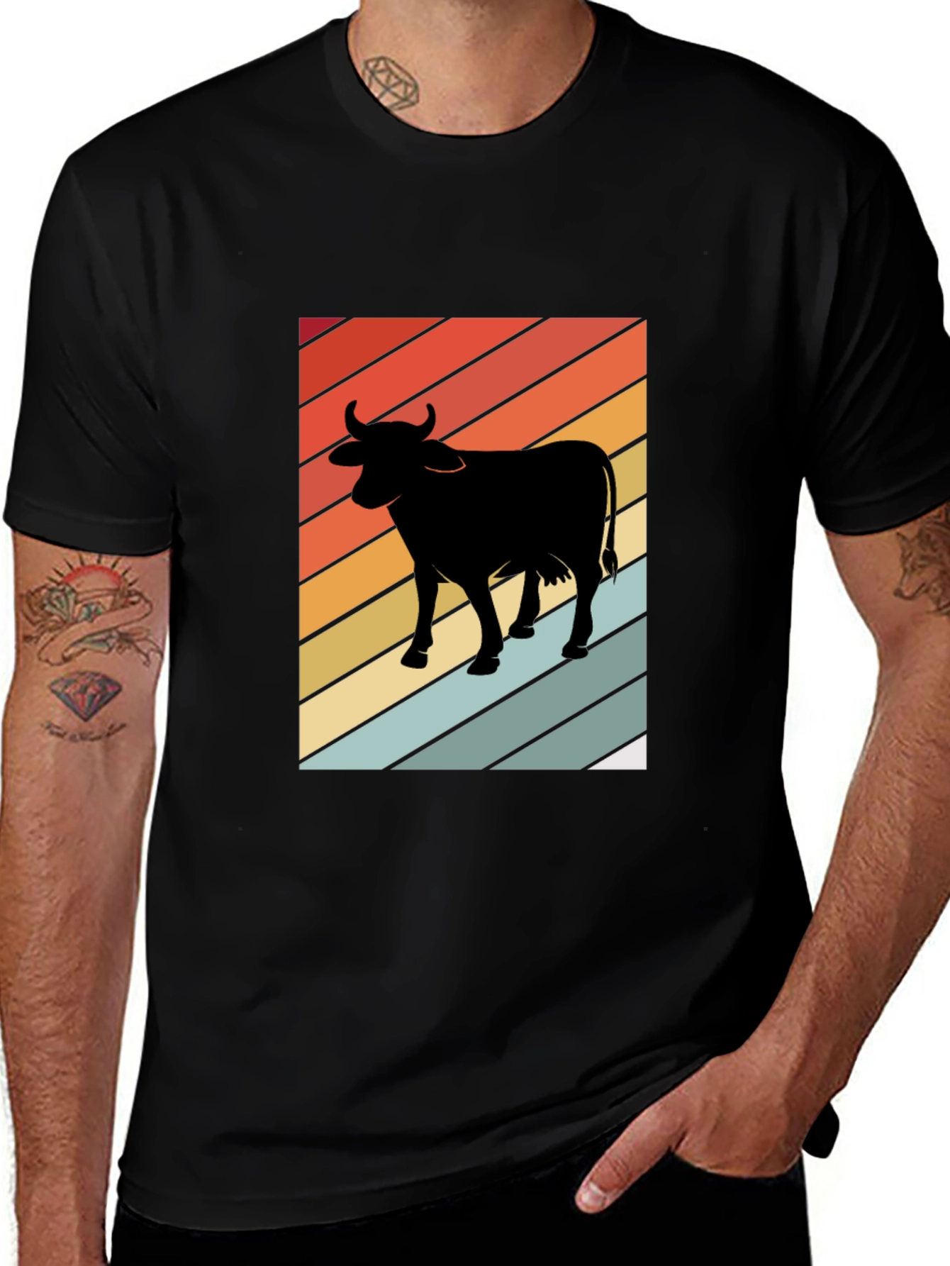 Variant 14 of Retro Cow Graphic T-Shirt - Farm Animal Tee