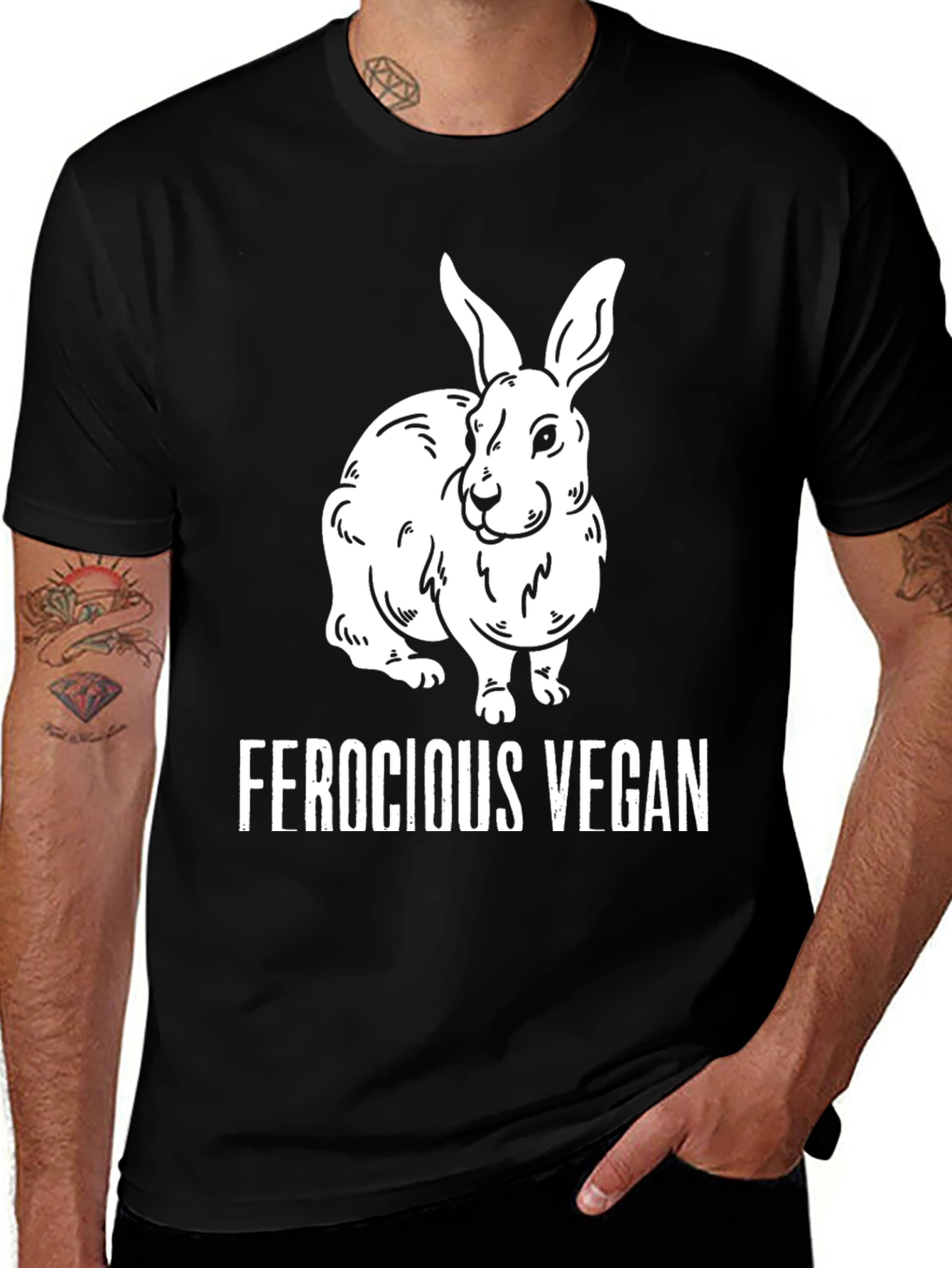 Variant 5 of Ferocious Vegan Rabbit Graphic T-Shirt