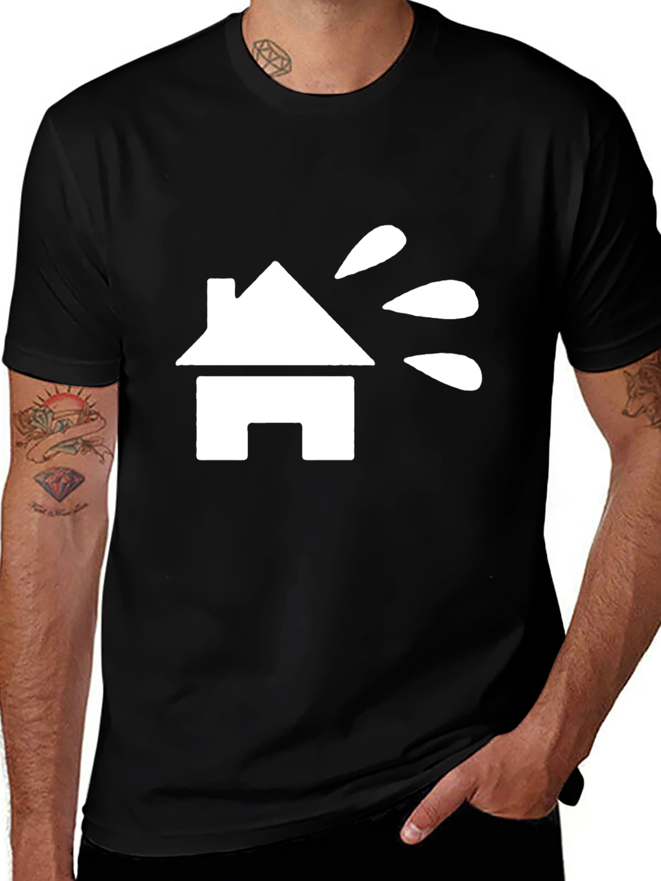 Variant 8 of Modern Black T-Shirt with House Graphic