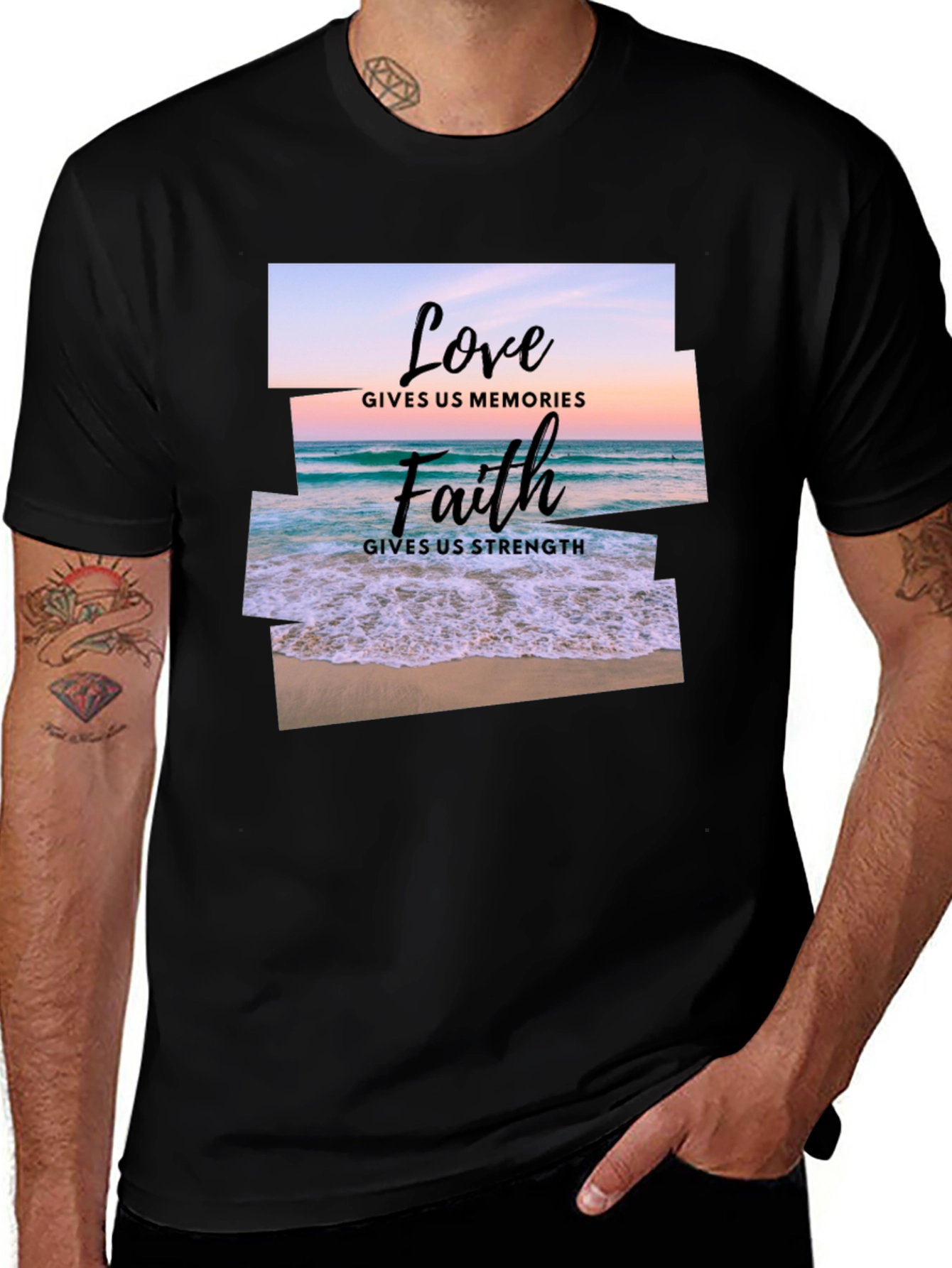 Variant 4 of Love & Faith Beach T-Shirt - Inspirational Design