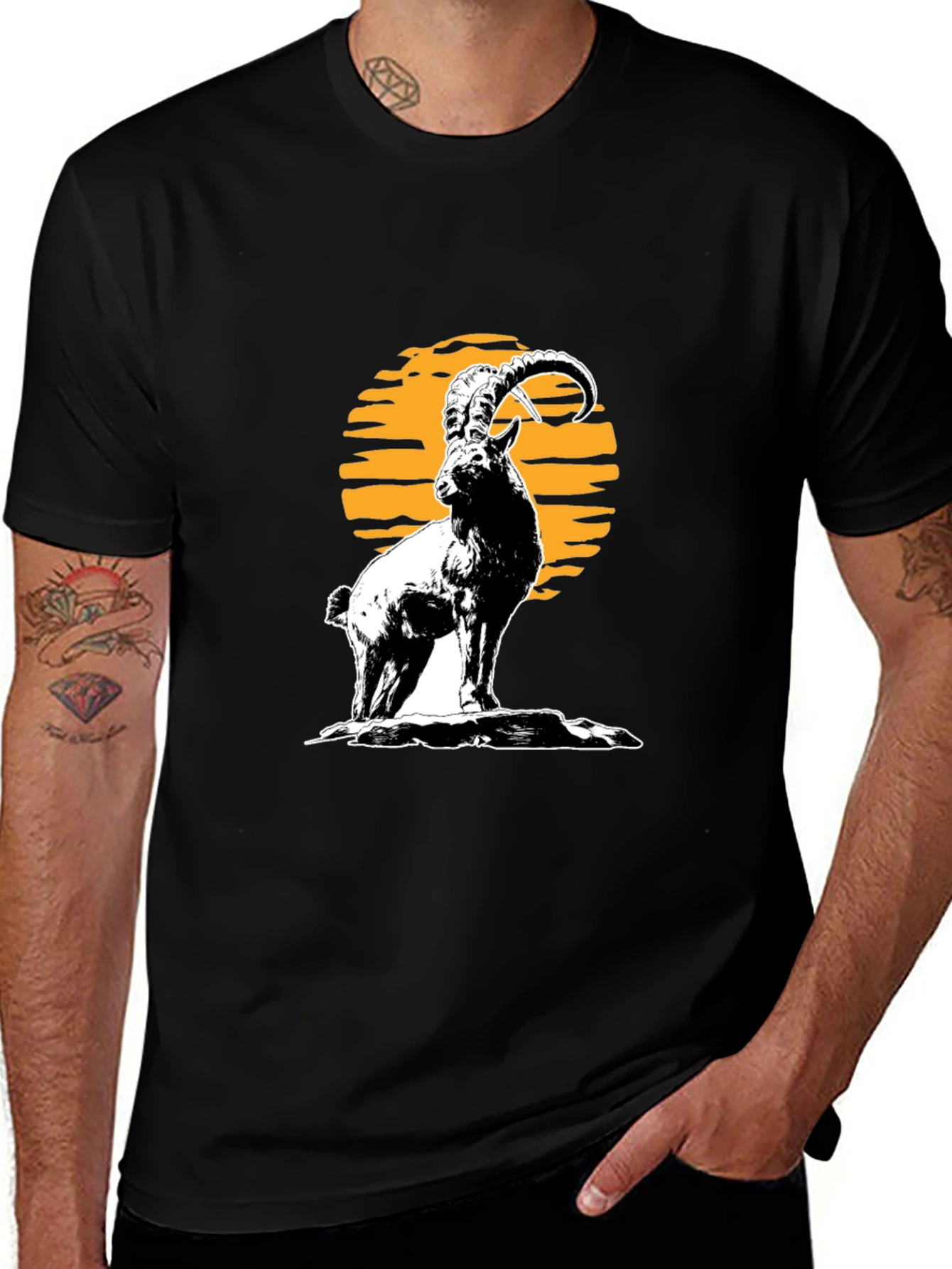 Ibex Graphic Tee - Black Cotton T-Shirt