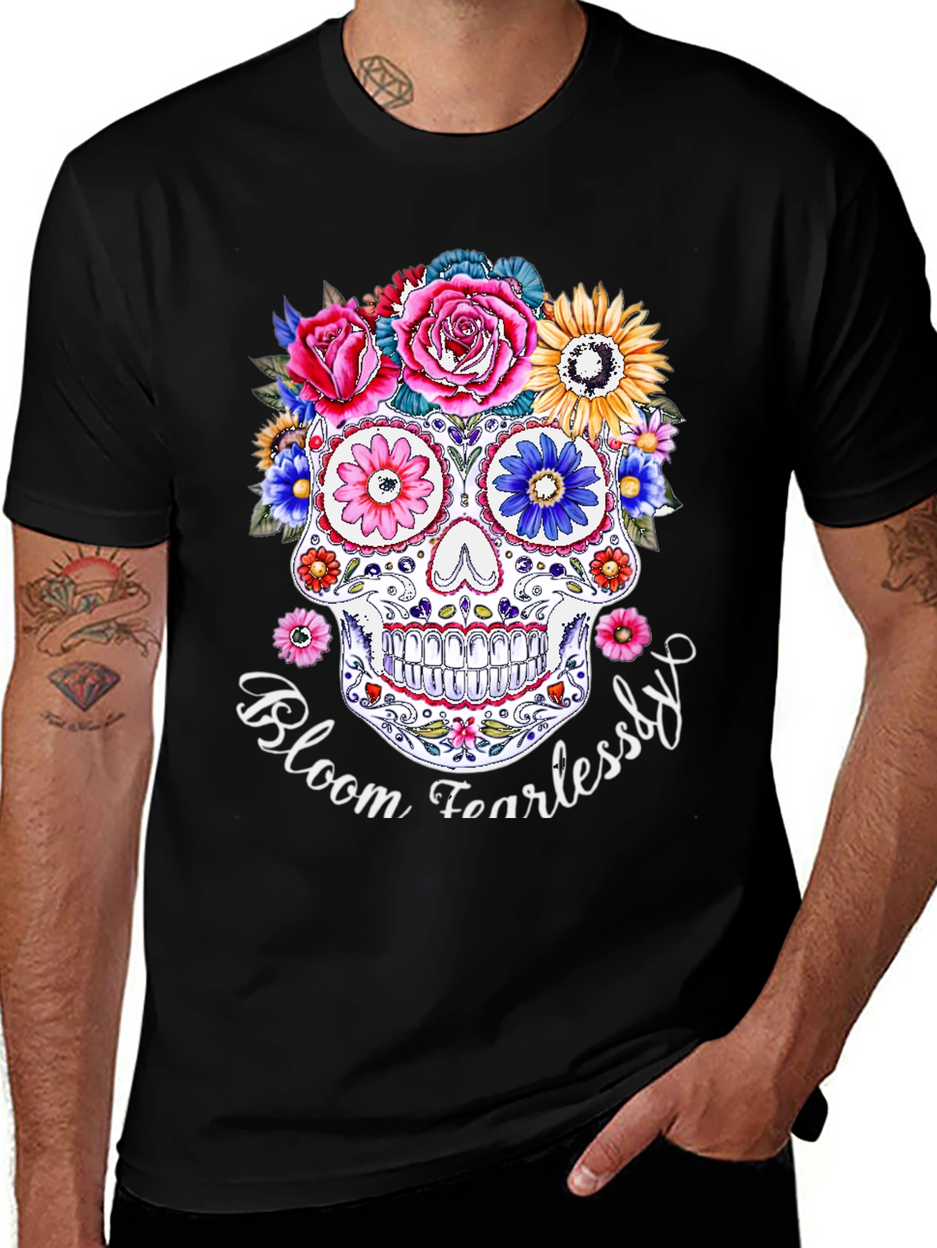 Floral Skull Graphic T-Shirt