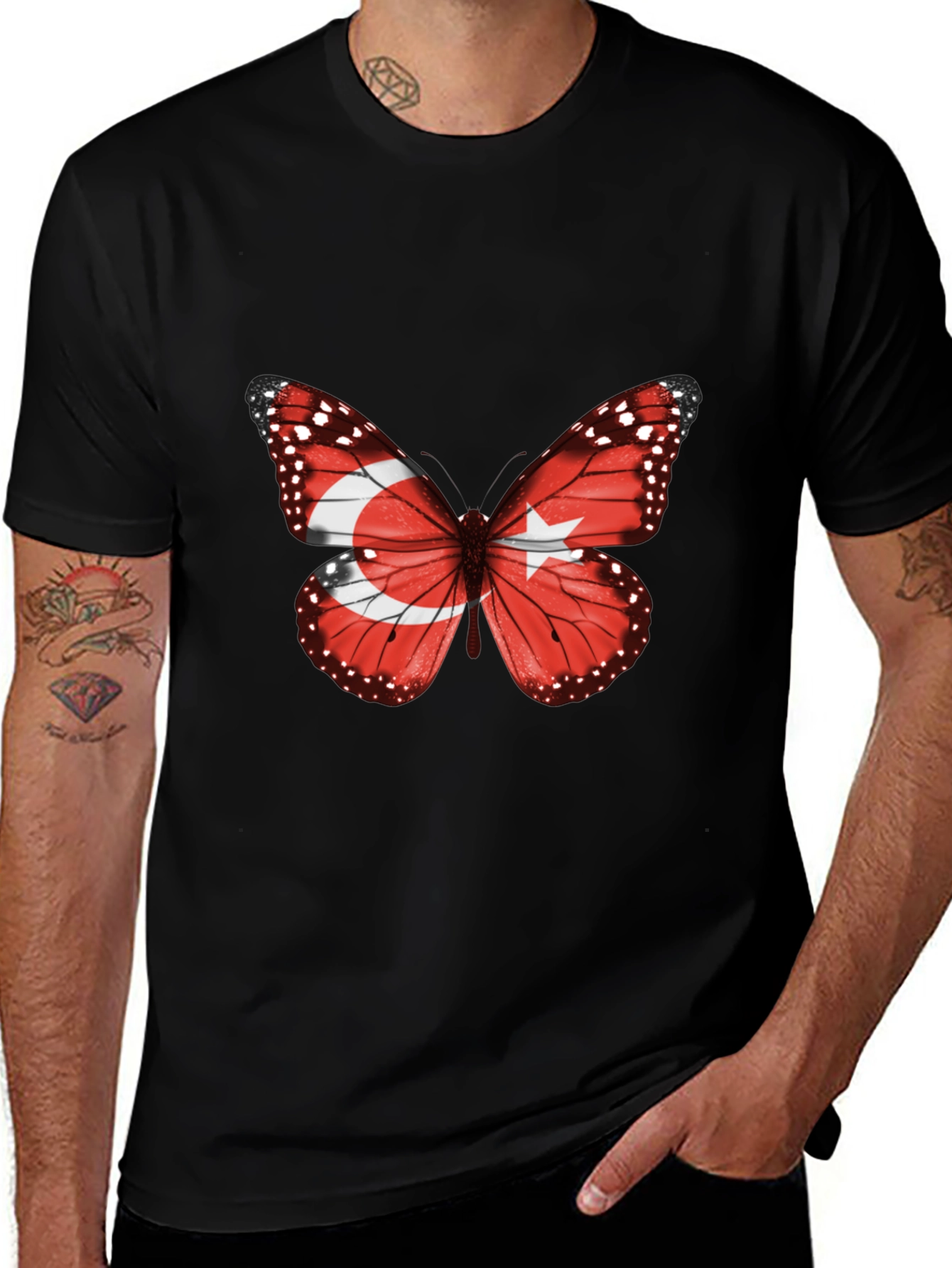 Variant 4 of Turkey Flag Butterfly Graphic Tee