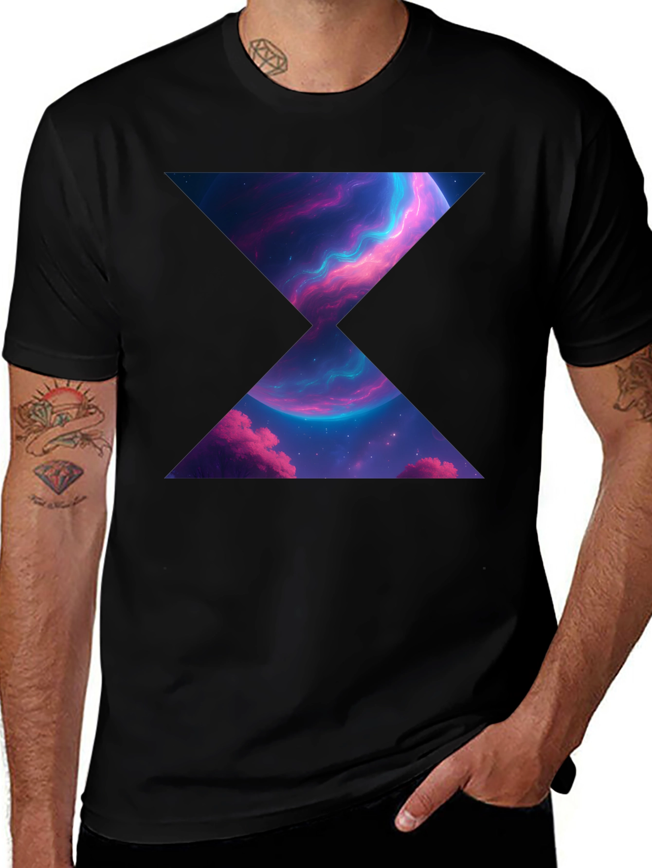 Variant 19 of Cosmic Hourglass Graphic Tee - Modern Style