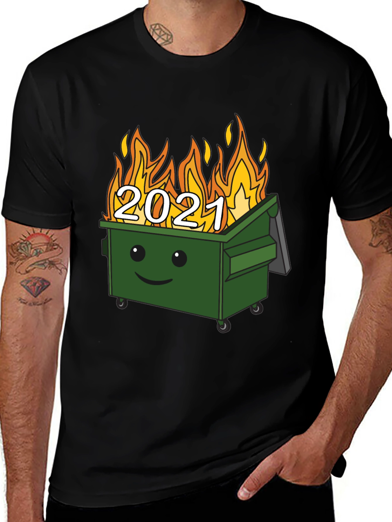 Variant 22 of 2021 Dumpster Fire Graphic Tee - Unisex Black T-Shirt