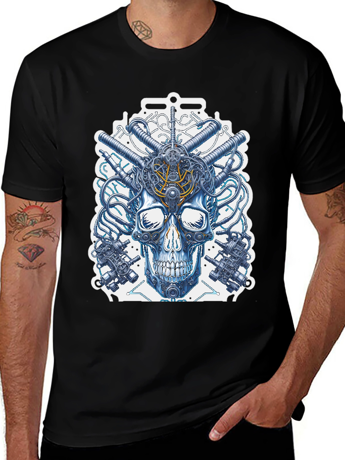 Variant 24 of Steampunk Skull T-Shirt - Mechanical Design