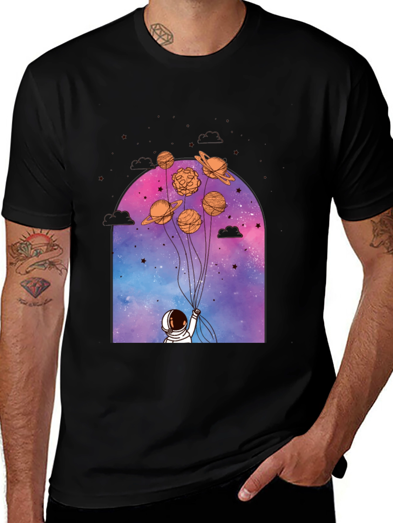 Variant 27 of Astronaut Planets Graphic T-Shirt