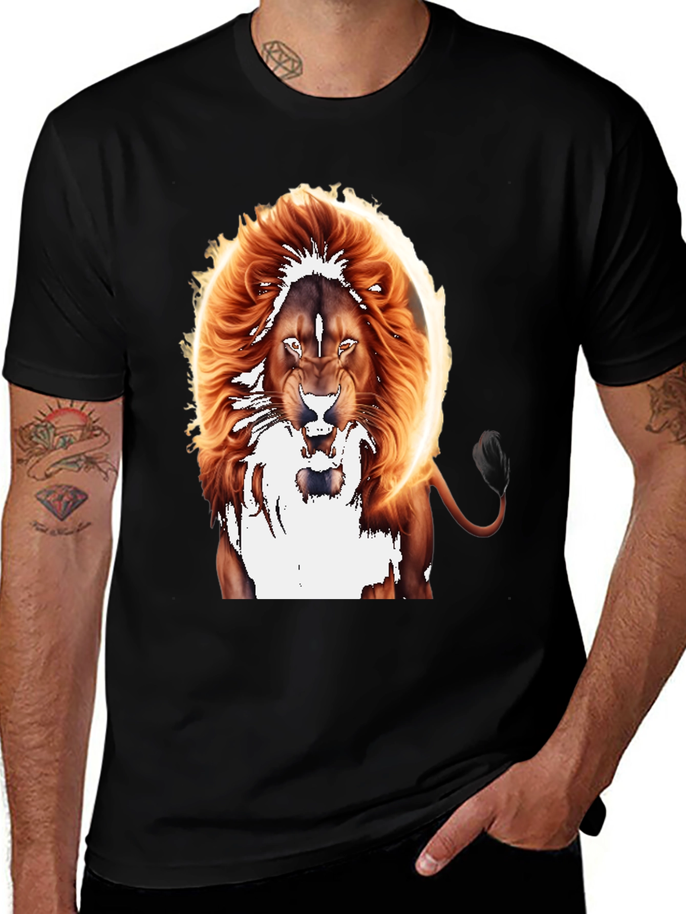 Variant 20 of Fiery Lion Graphic Tee - Bold Animal Print