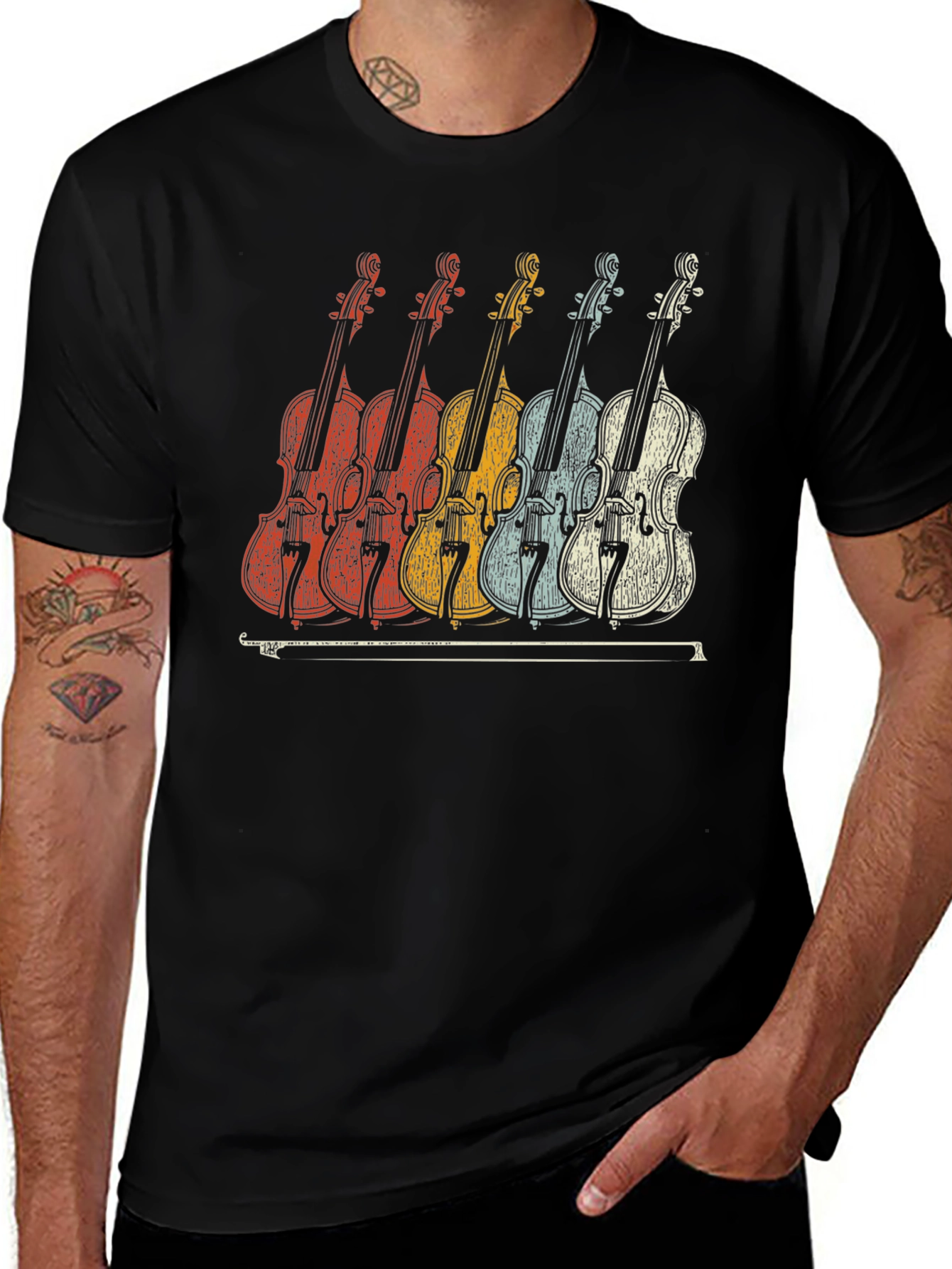 Variant 19 of Retro Violin T-Shirt: Musician's Graphic Tee
