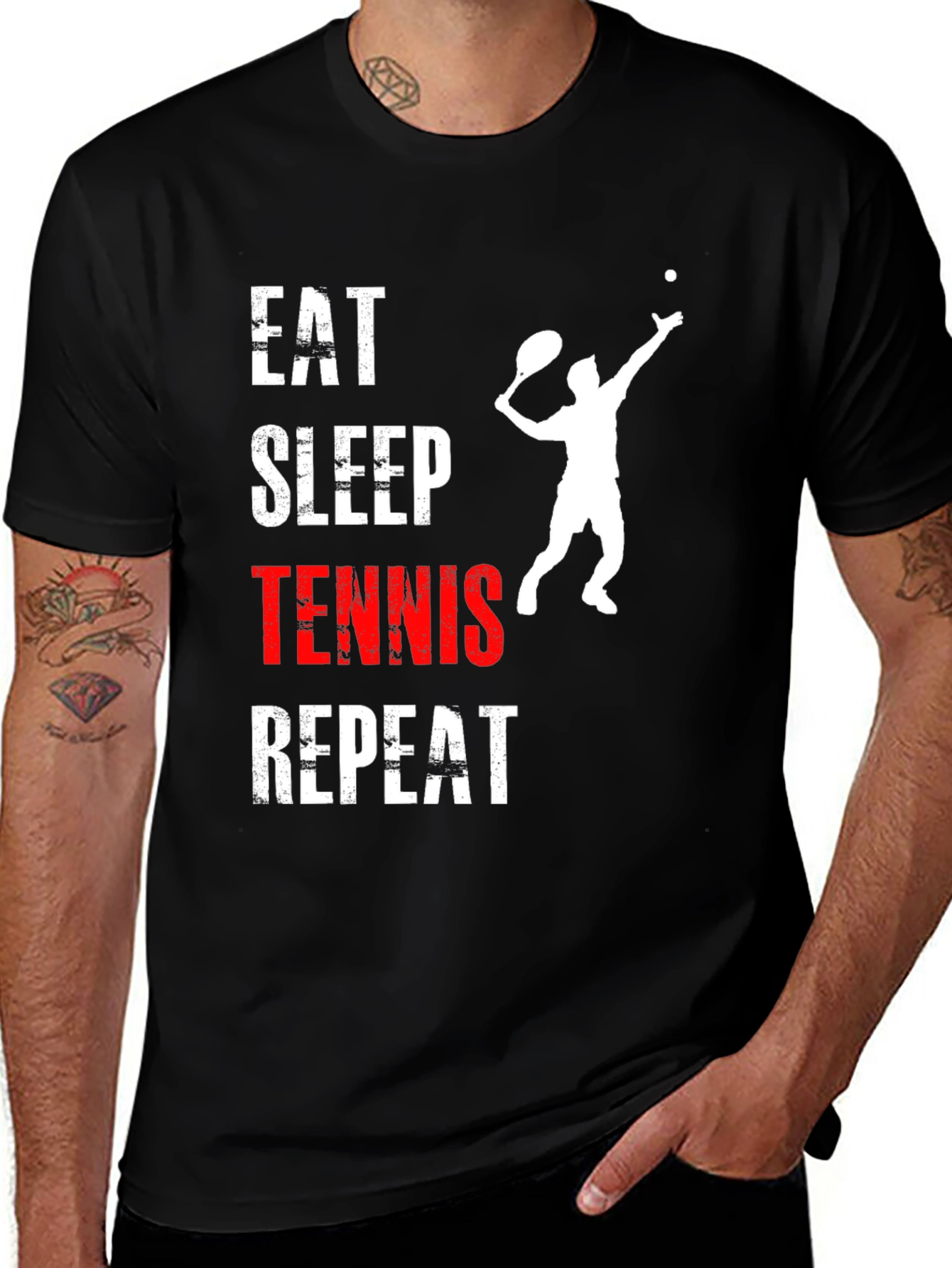 Eat Sleep Tennis Repeat Graphic T-Shirt