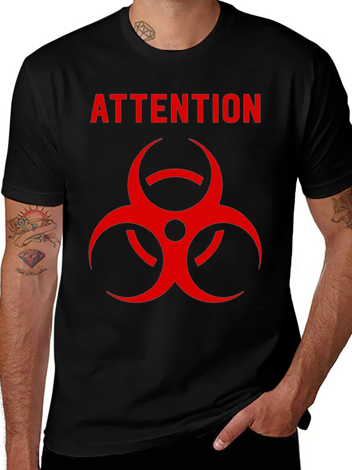 Variant 18 of Attention Biohazard Symbol Black Graphic Tee