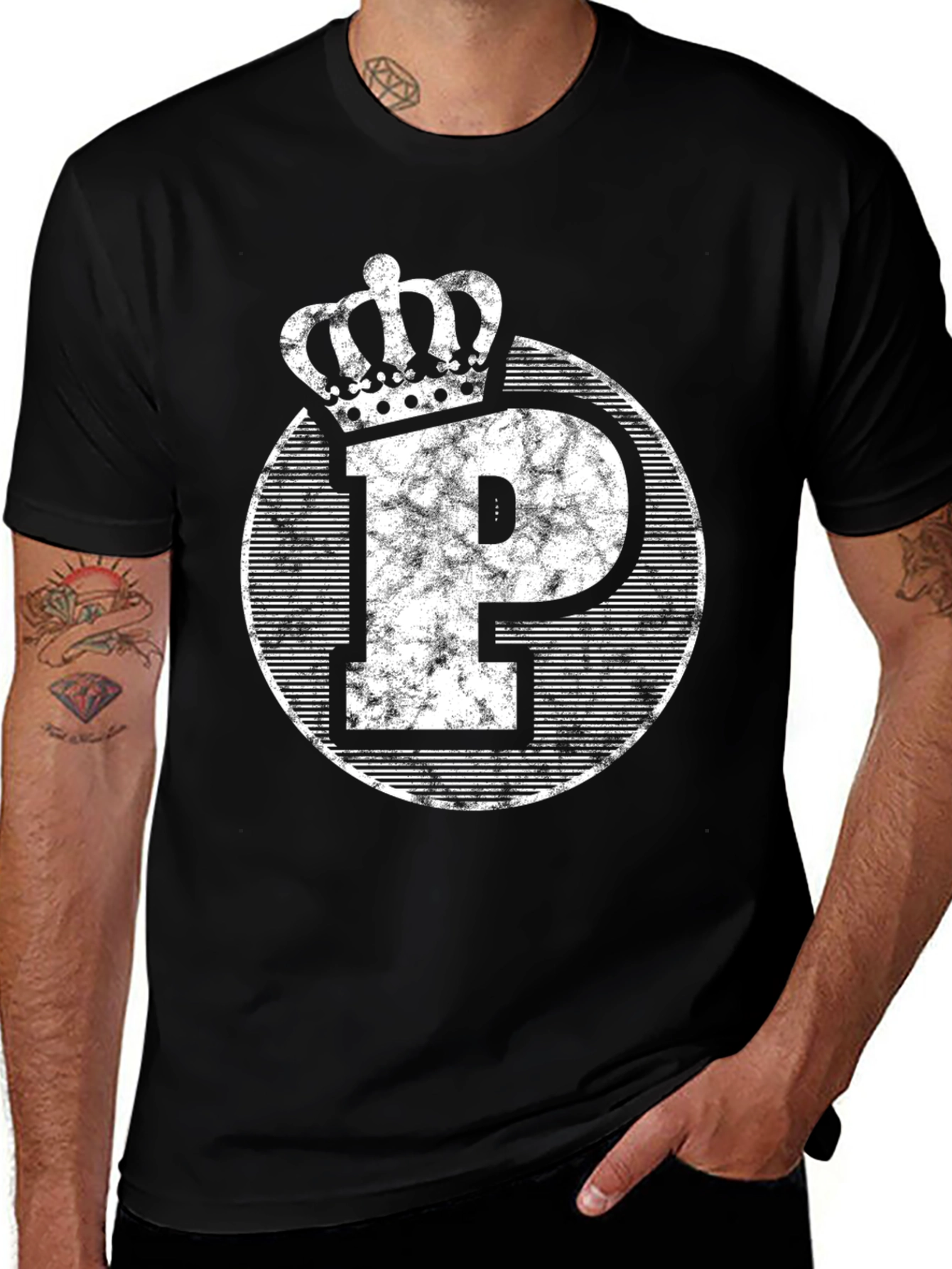 Variant 3 of King "P" Graphic Tee - Black Crew Neck