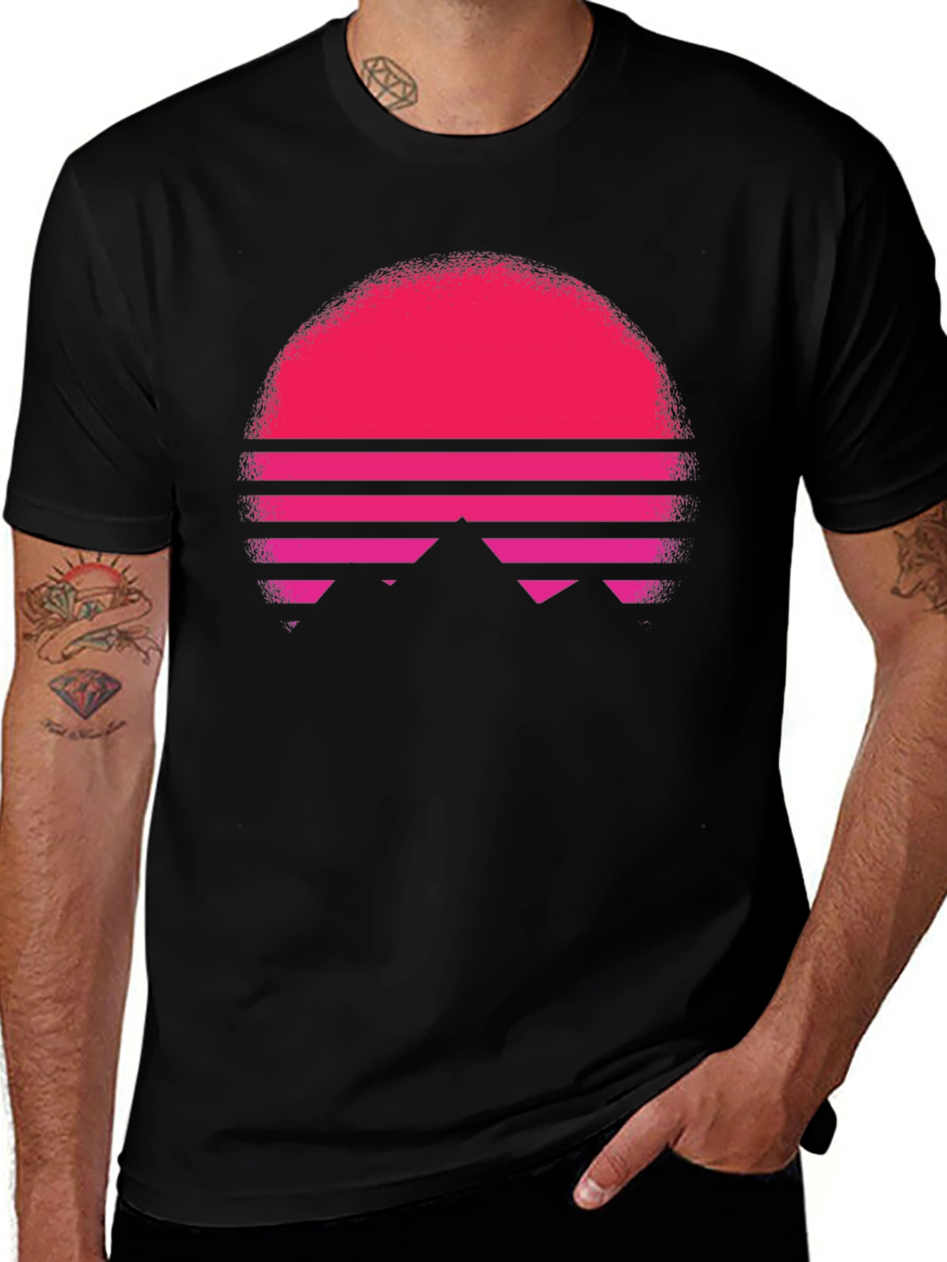 Variant 20 of Retro Sunset Graphic Tee - Black