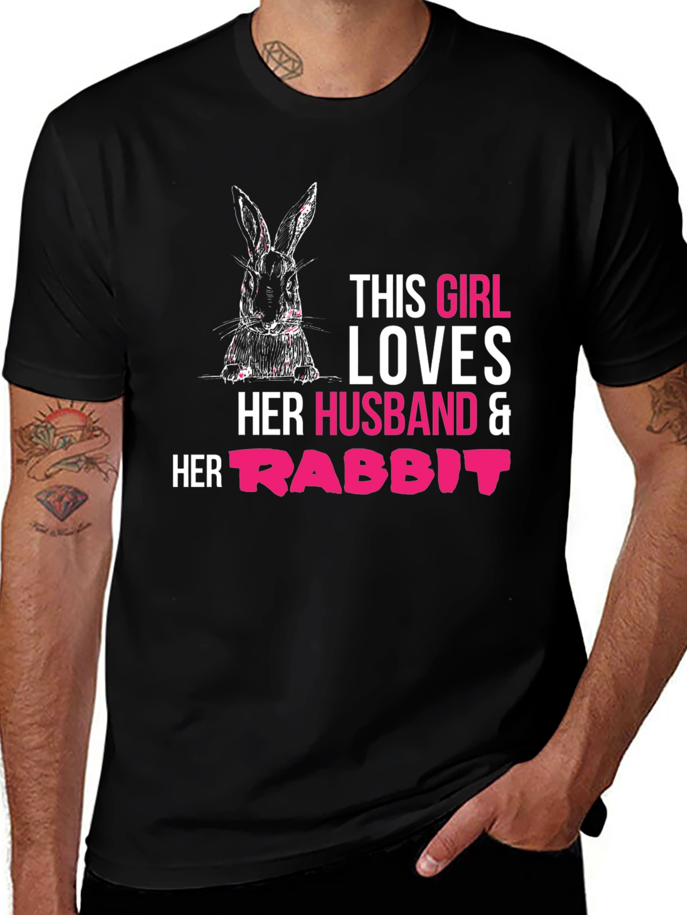 Variant 14 of Girl Loves Husband & Rabbit Graphic T-Shirt