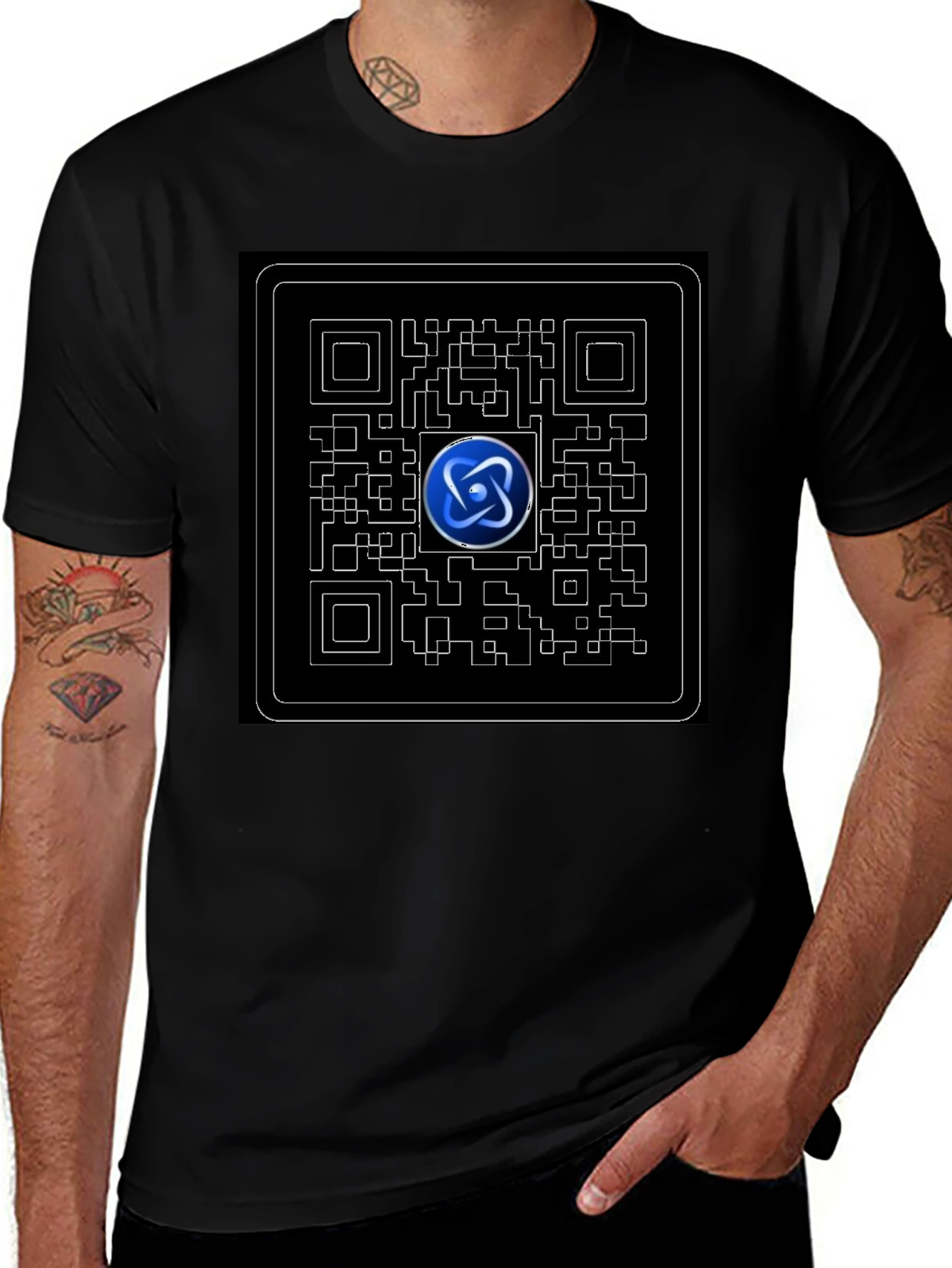Geeky QR Code Atom Graphic T-Shirt