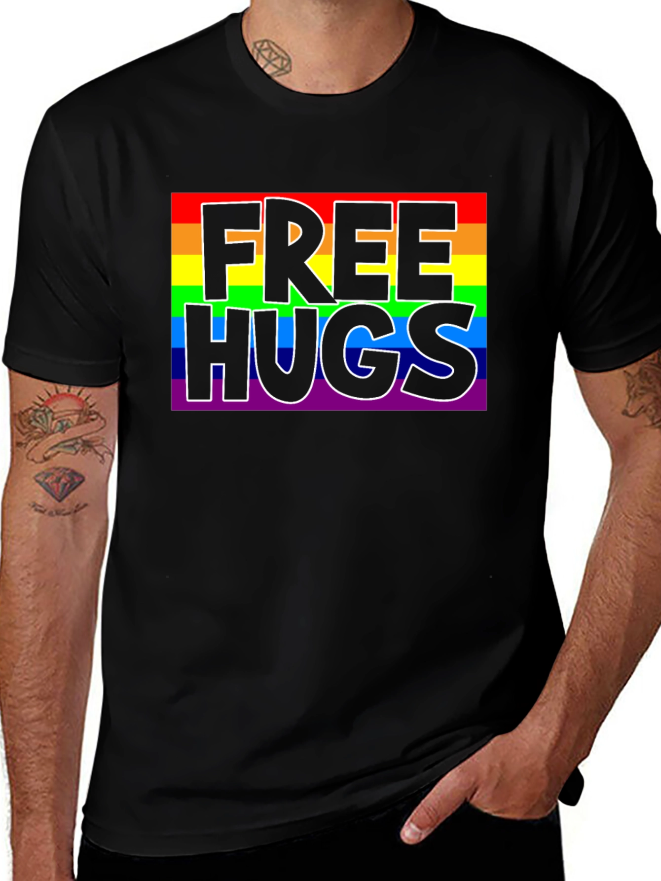 Free Hugs LGBTQ Rainbow T-Shirt