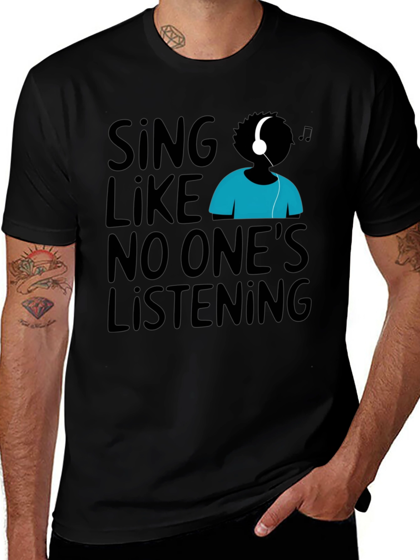 Variant 29 of Sing Like No One's Listening Black Graphic Tee