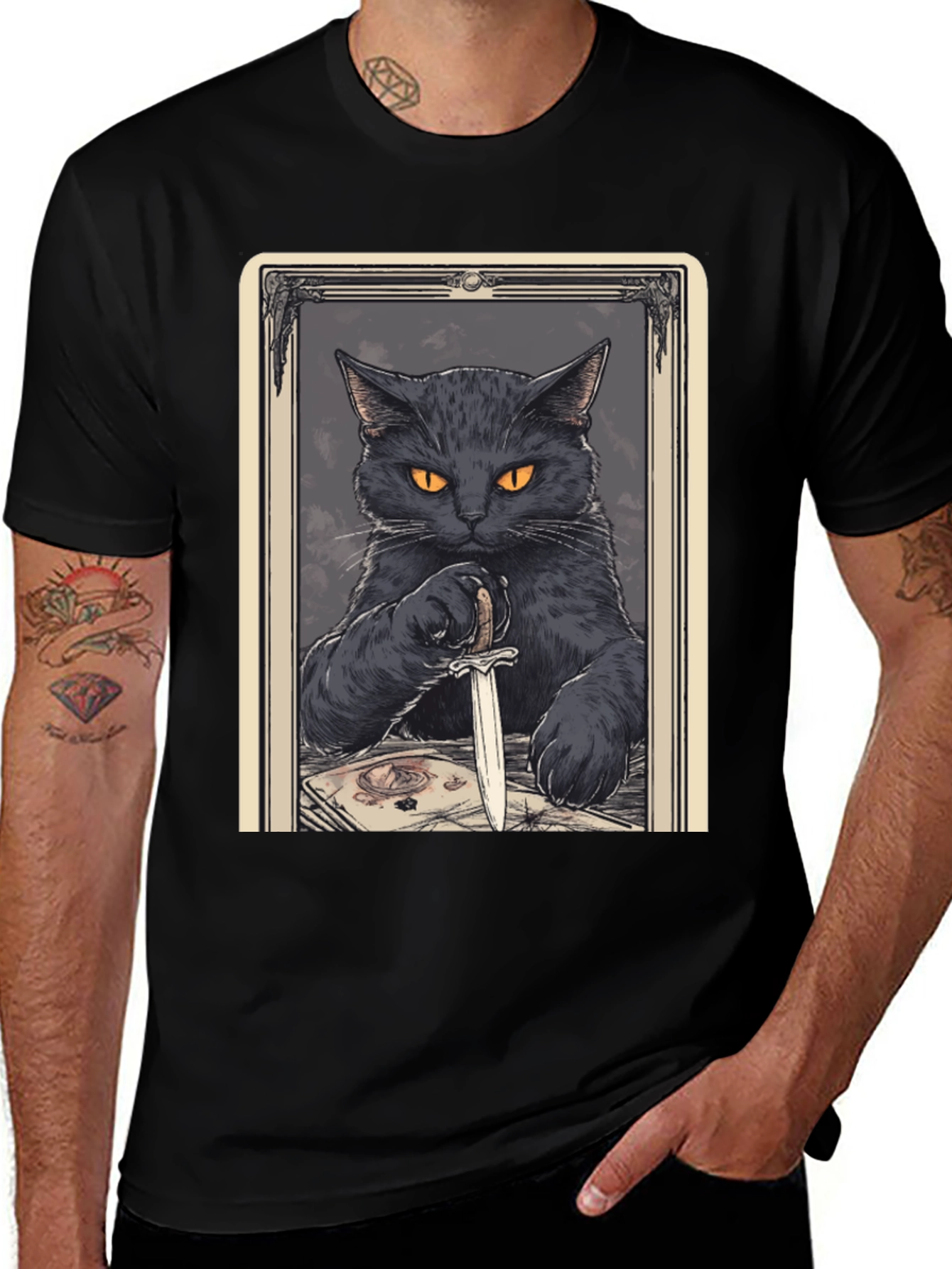 Variant 20 of Black Cat Tarot Card Graphic T-Shirt