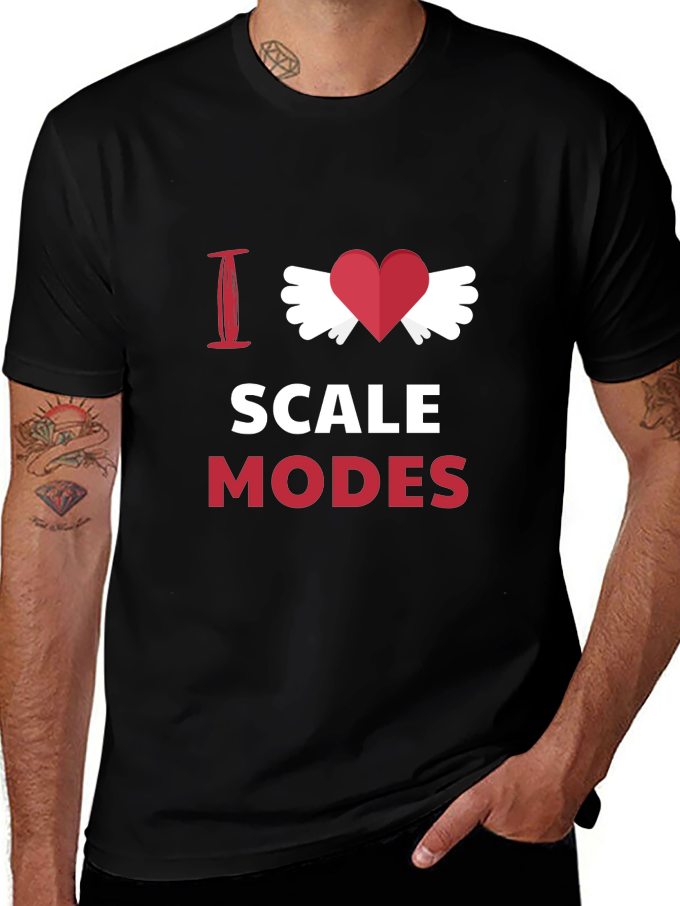 Variant 27 of I Heart Scale Modes Black T-Shirt