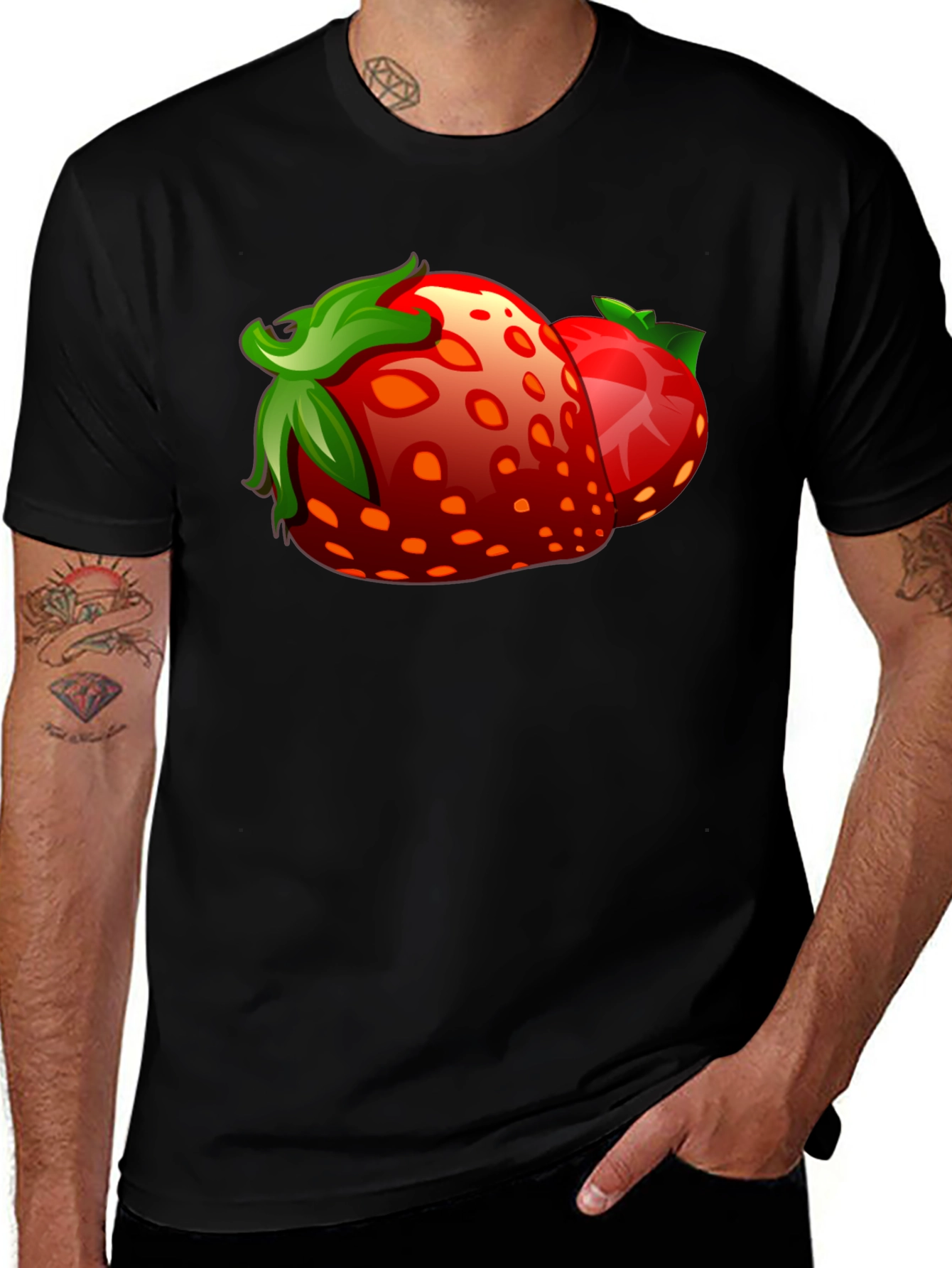Variant 28 of Strawberry Graphic Black T-Shirt
