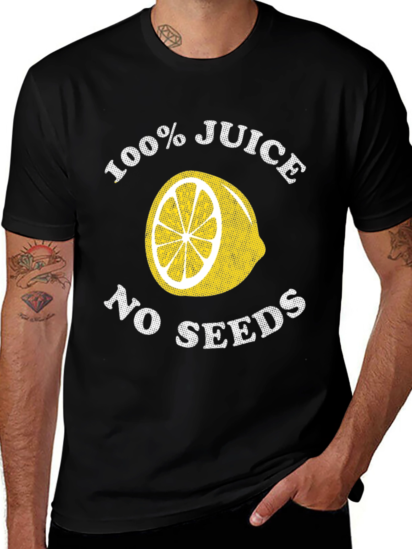 Variant 2 of 100% Juice No Seeds Graphic Tee - Black Cotton T-Shirt