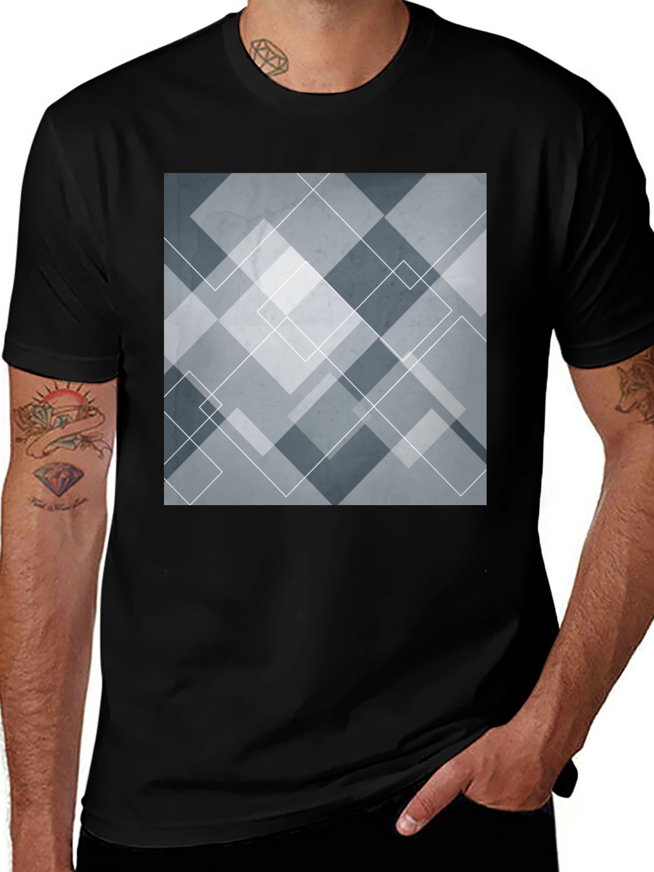 Variant 27 of Geometric Squares Graphic Tee - Modern Design