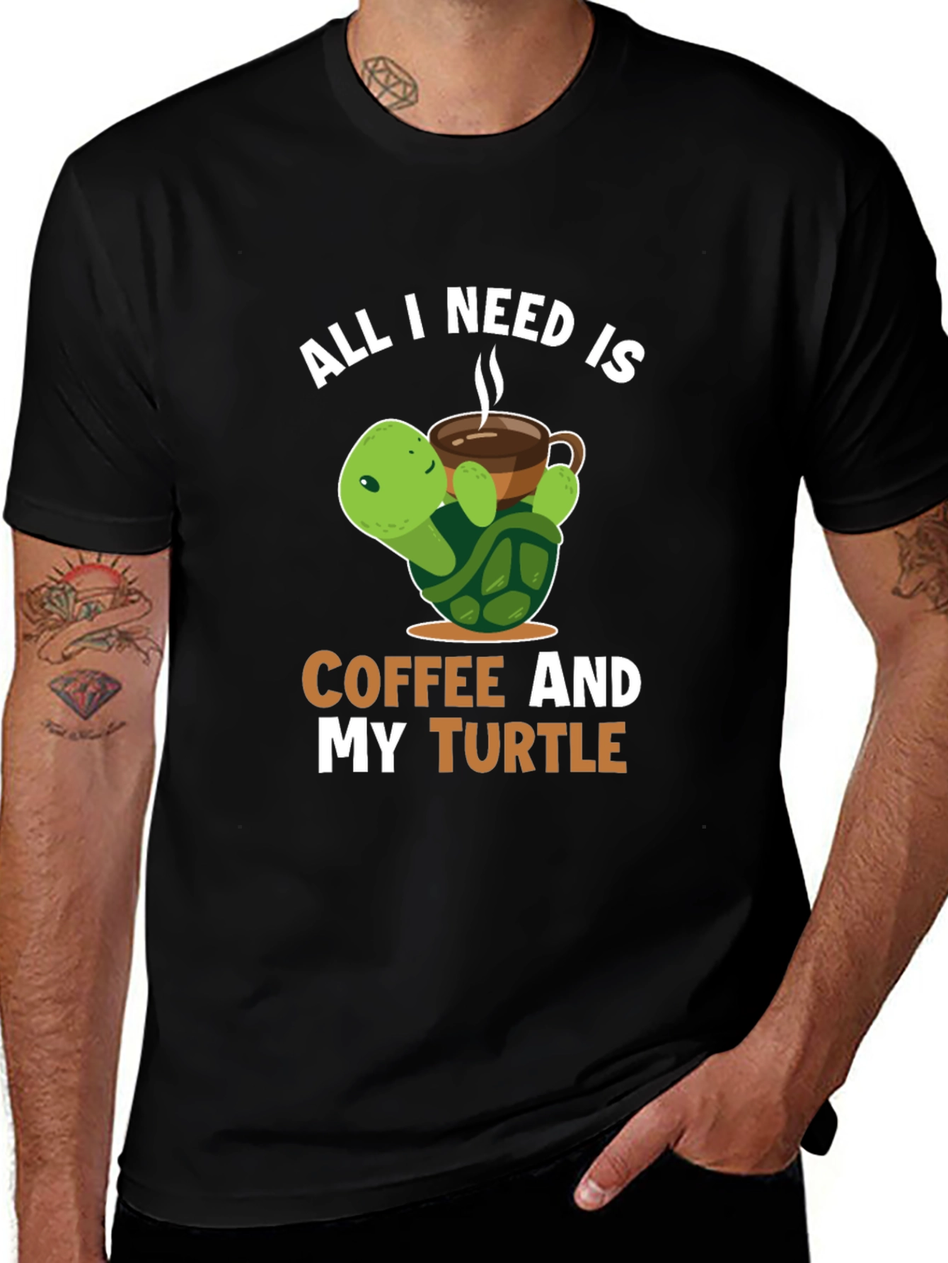 Coffee and Turtle Graphic T-Shirt