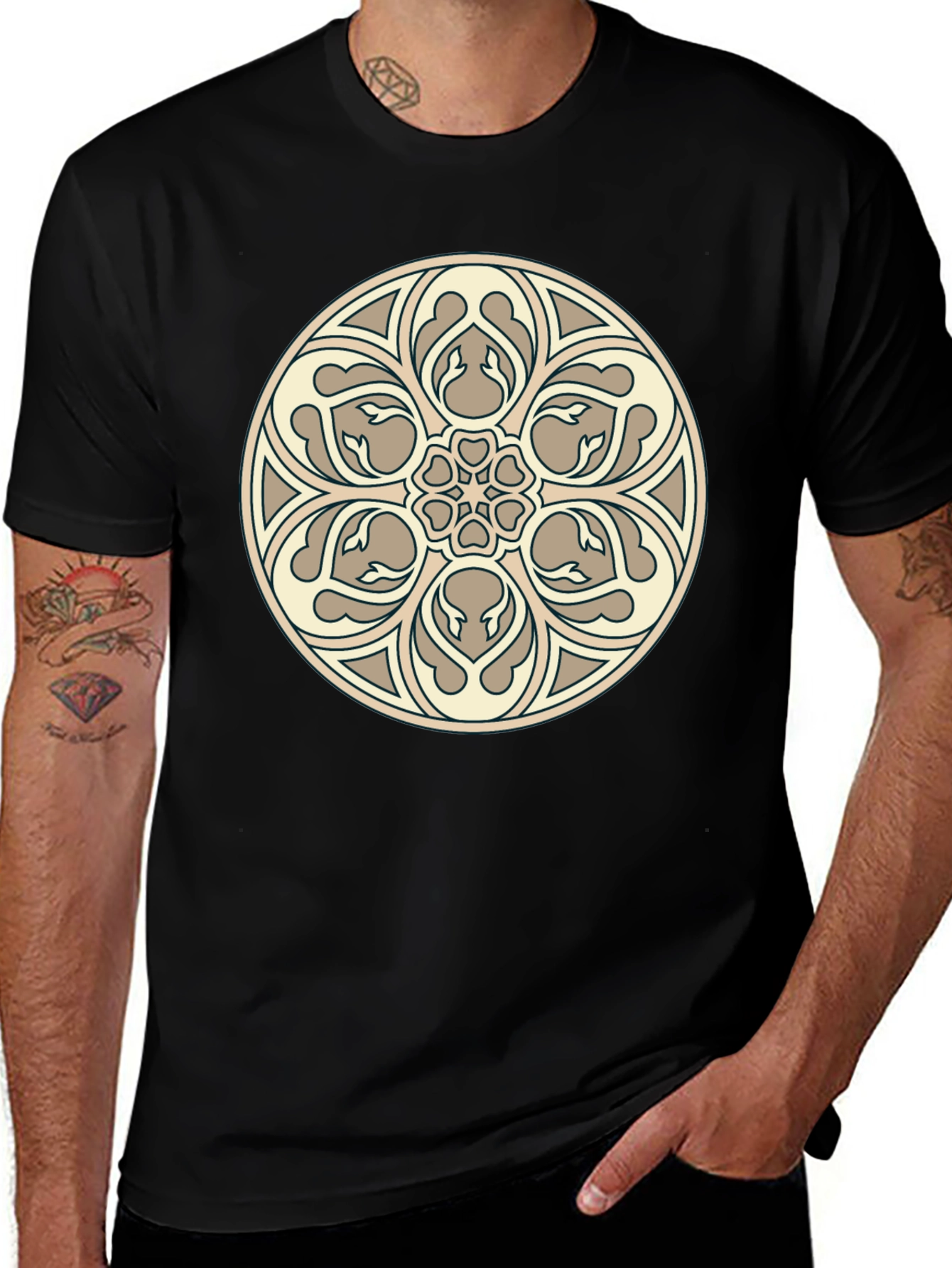 Variant 4 of Floral Mandala Graphic Tee - Stylish & Unique Design