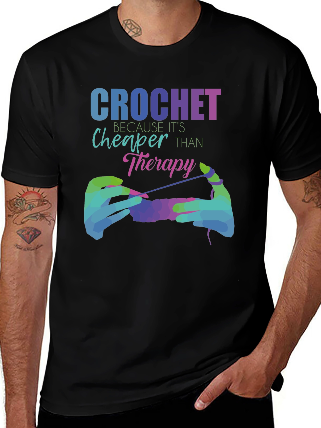 Crochet Cheaper Than Therapy Graphic Tee