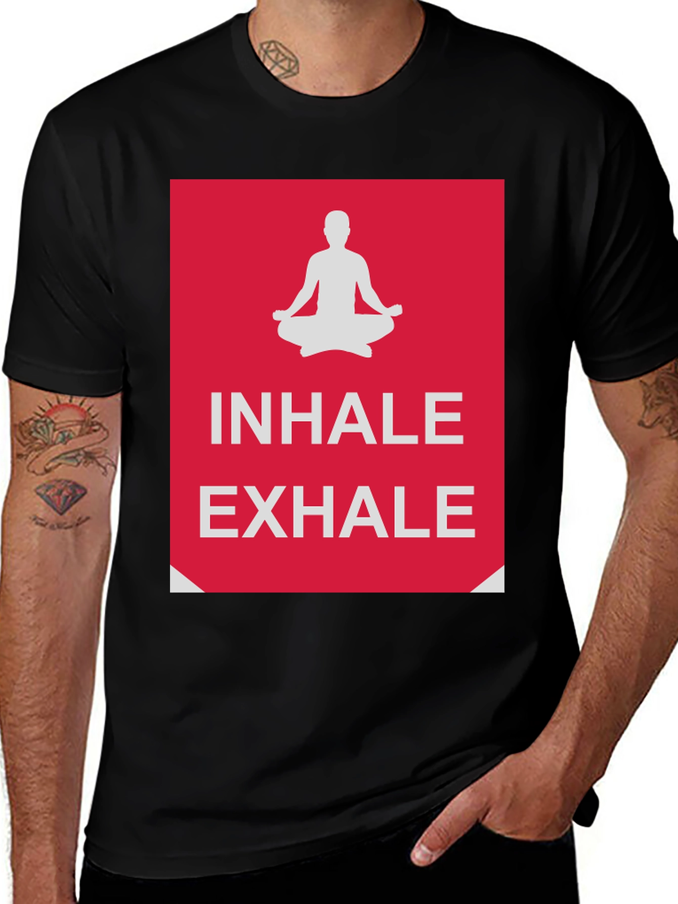 Variant 24 of Inhale Exhale Meditation Graphic T-Shirt - Relax & Breathe