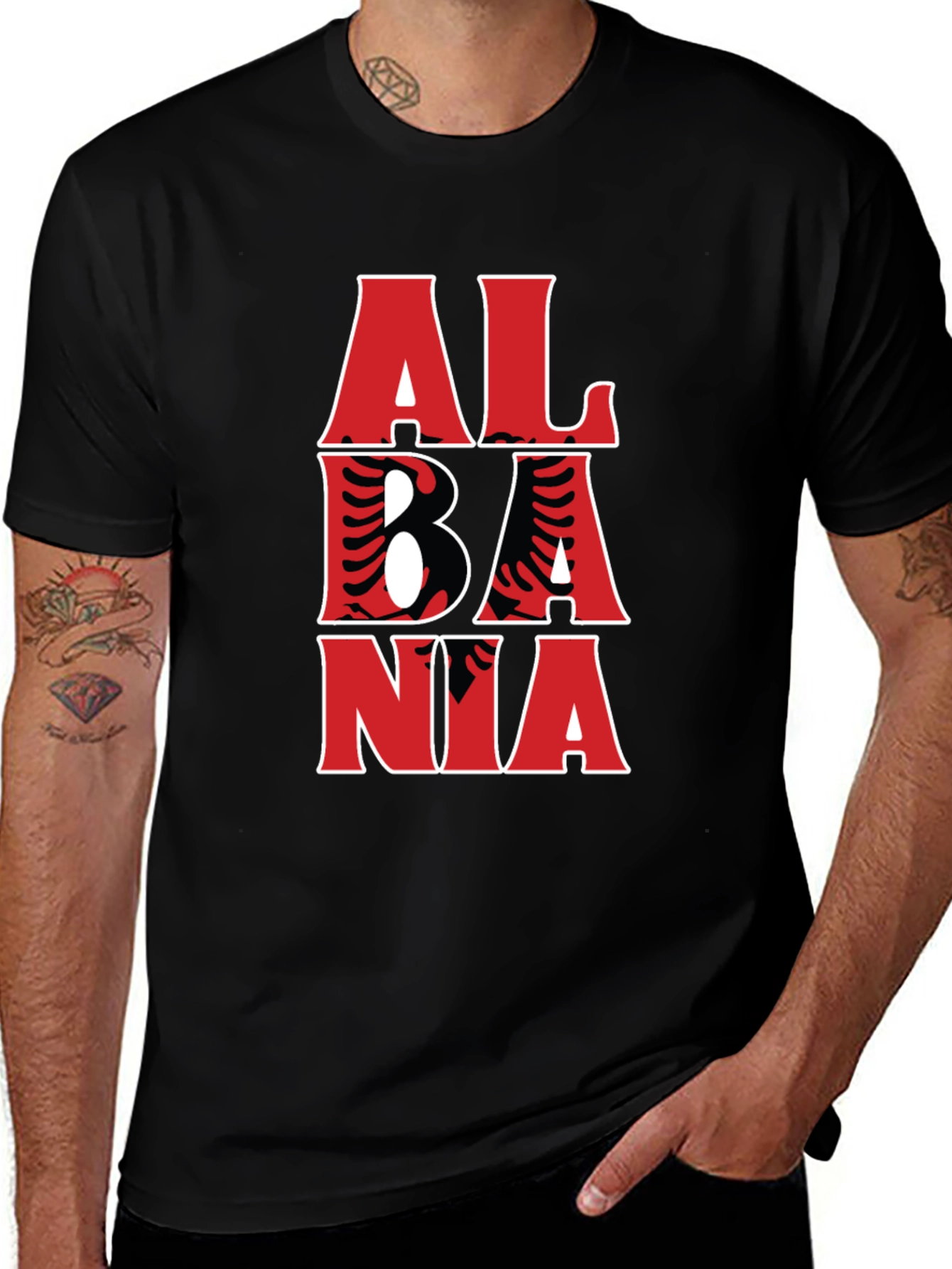 Albania Flag T-Shirt - Black Patriotic Tee