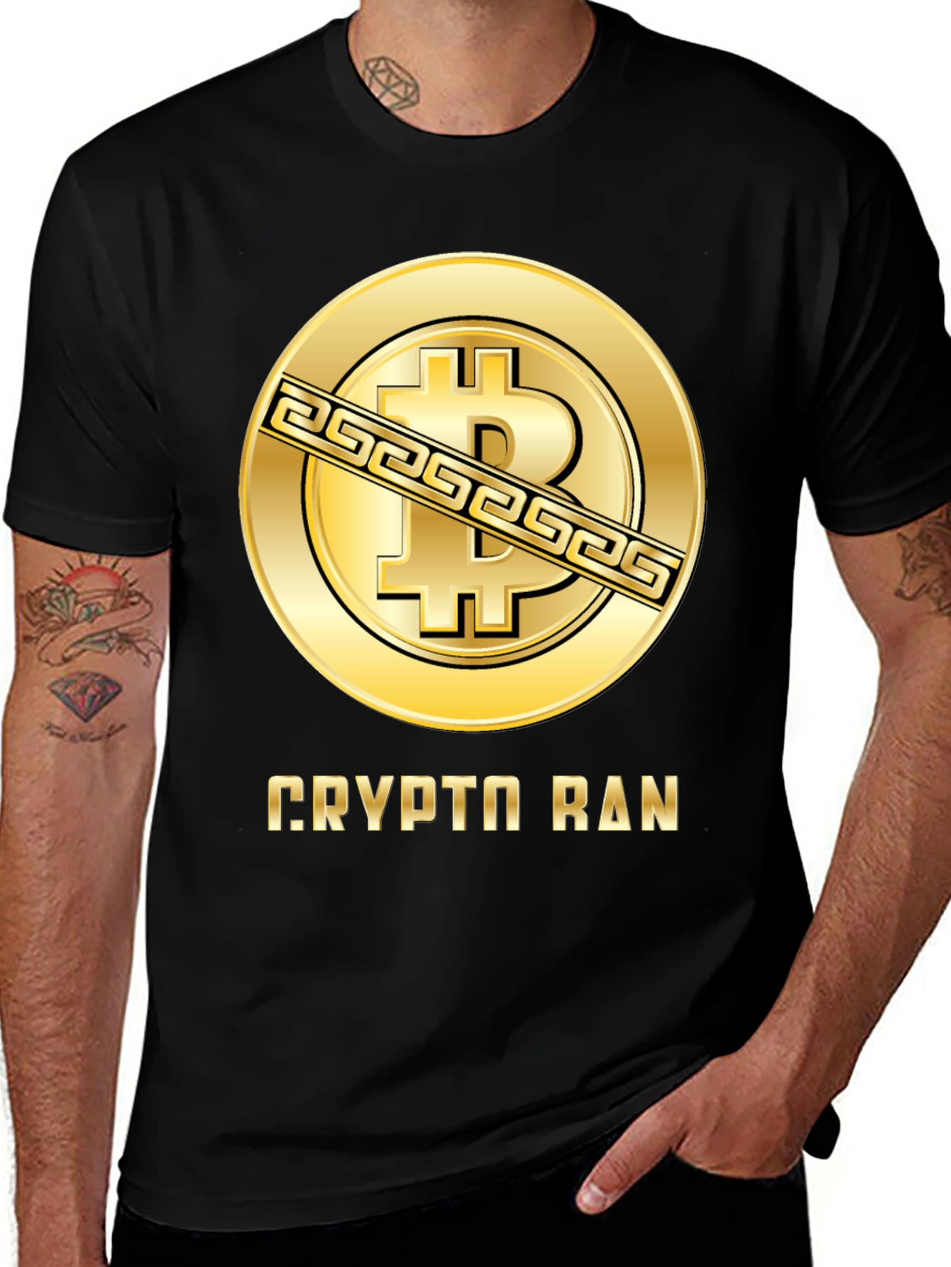 Variant 28 of Crypto Ran Bitcoin Gold Logo T-Shirt