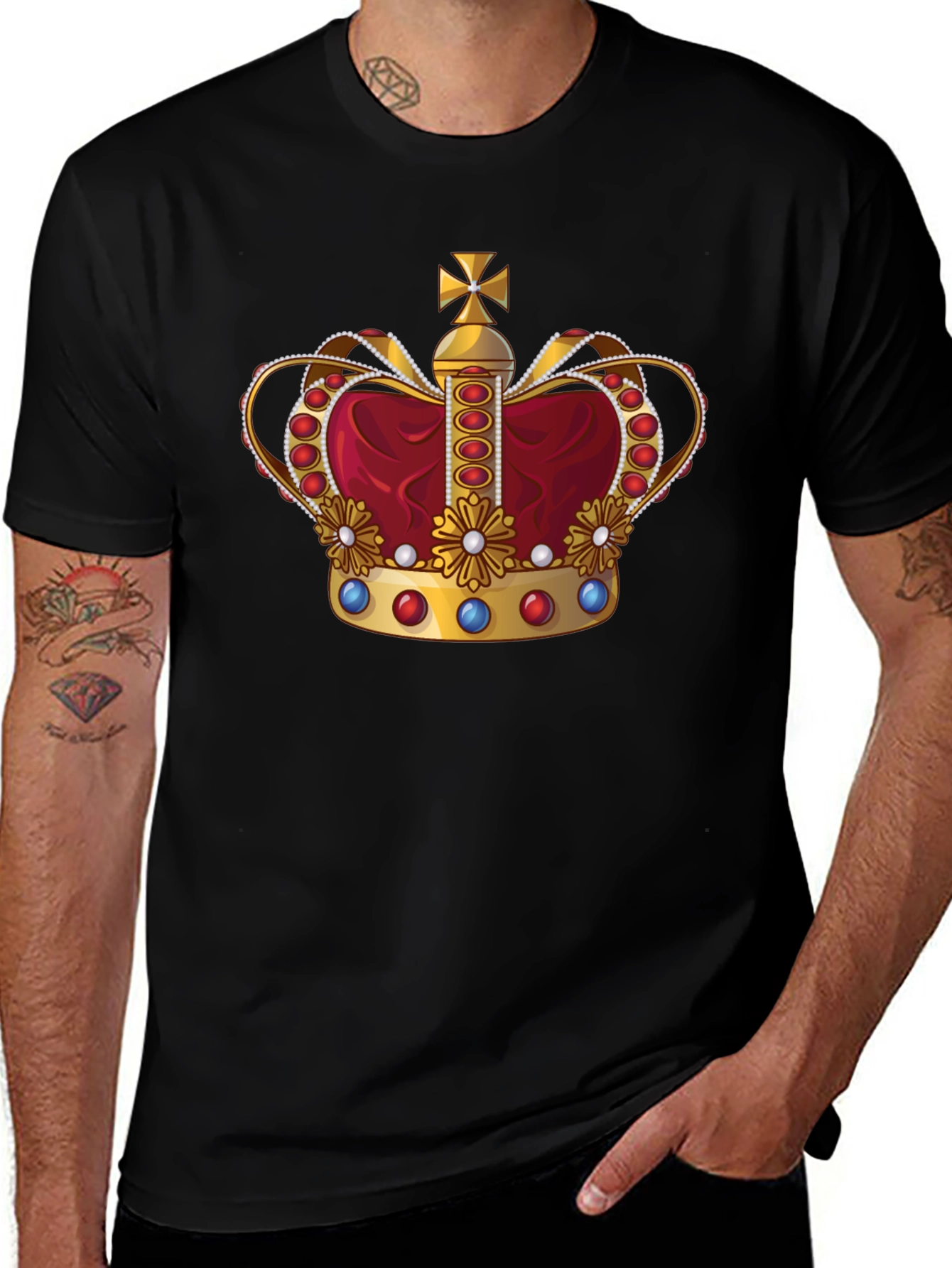 Variant 11 of Regal Crown Graphic Tee - Black Cotton T-Shirt