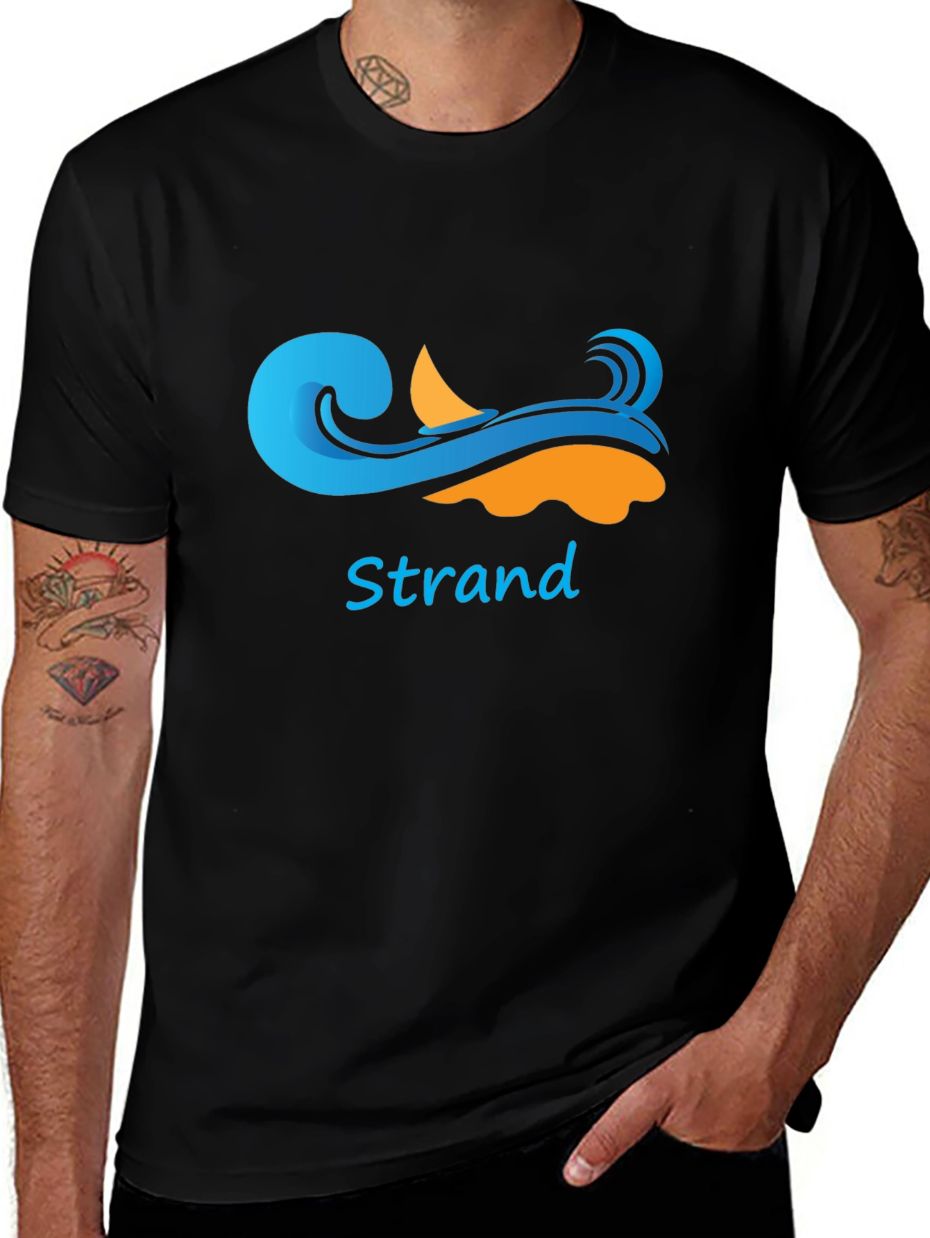 Variant 6 of Strand Graphic T-Shirt - Black Cotton Tee
