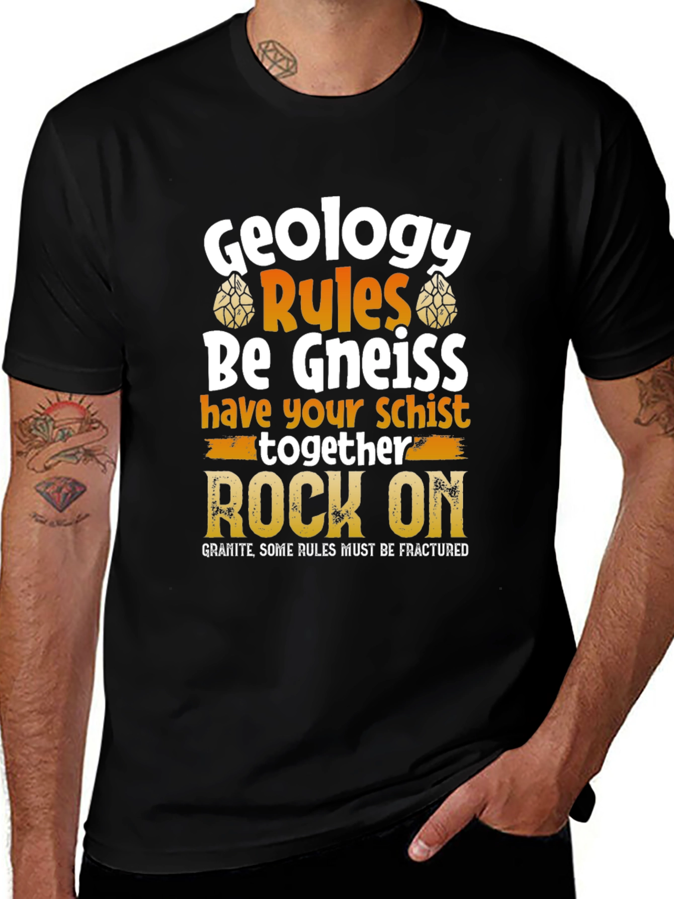 Black Geology Rules Be Gneiss Rock On T-Shirt main image