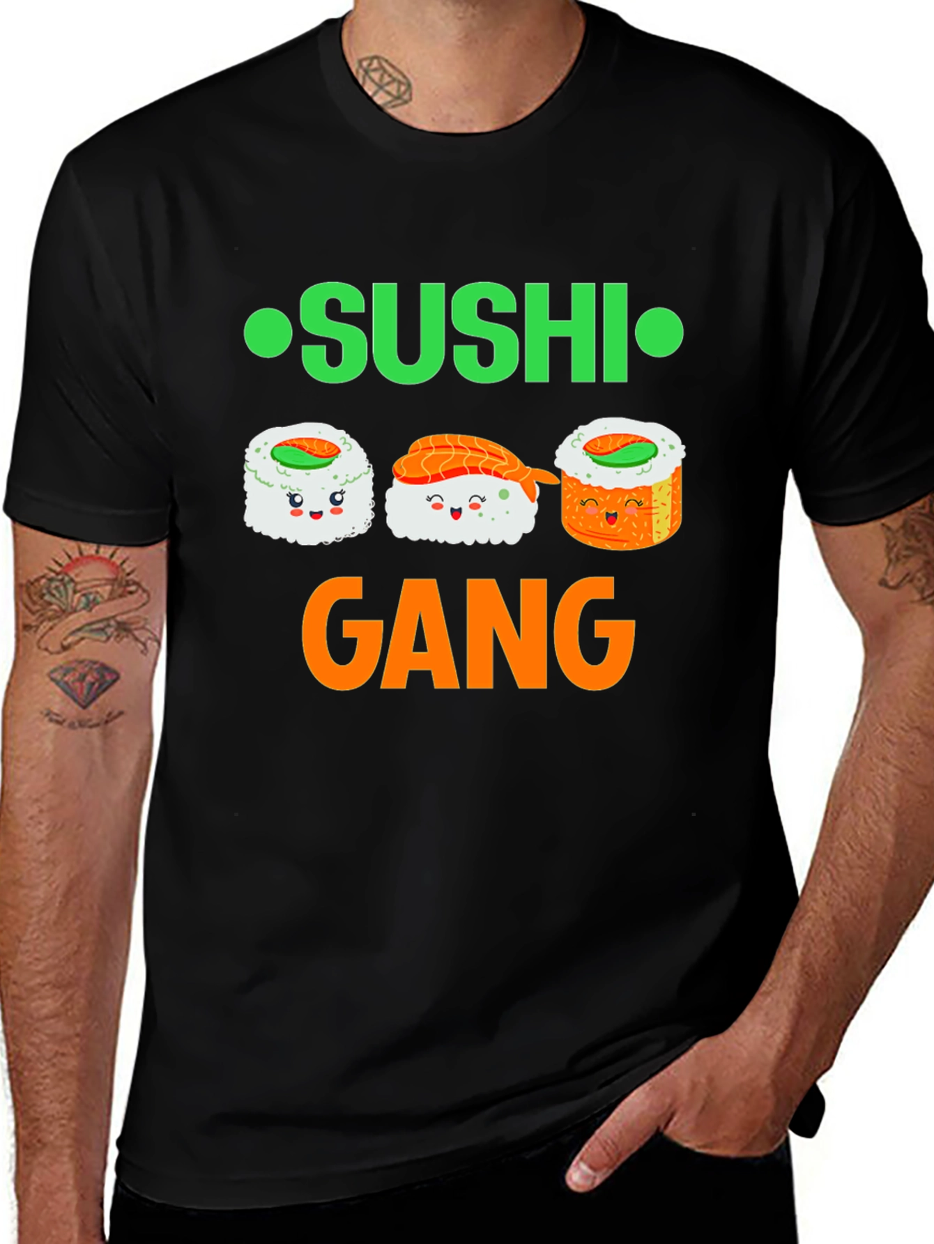 Variant 27 of Sushi Gang Graphic Tee - Black Crew Neck Cotton T-Shirt