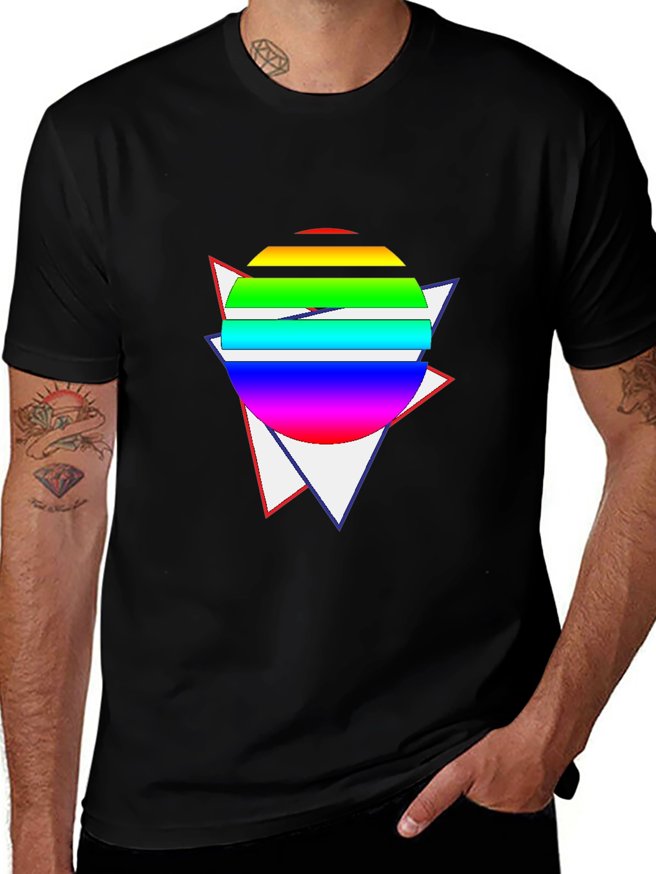 Variant 28 of Retro Rainbow Graphic Tee - Black