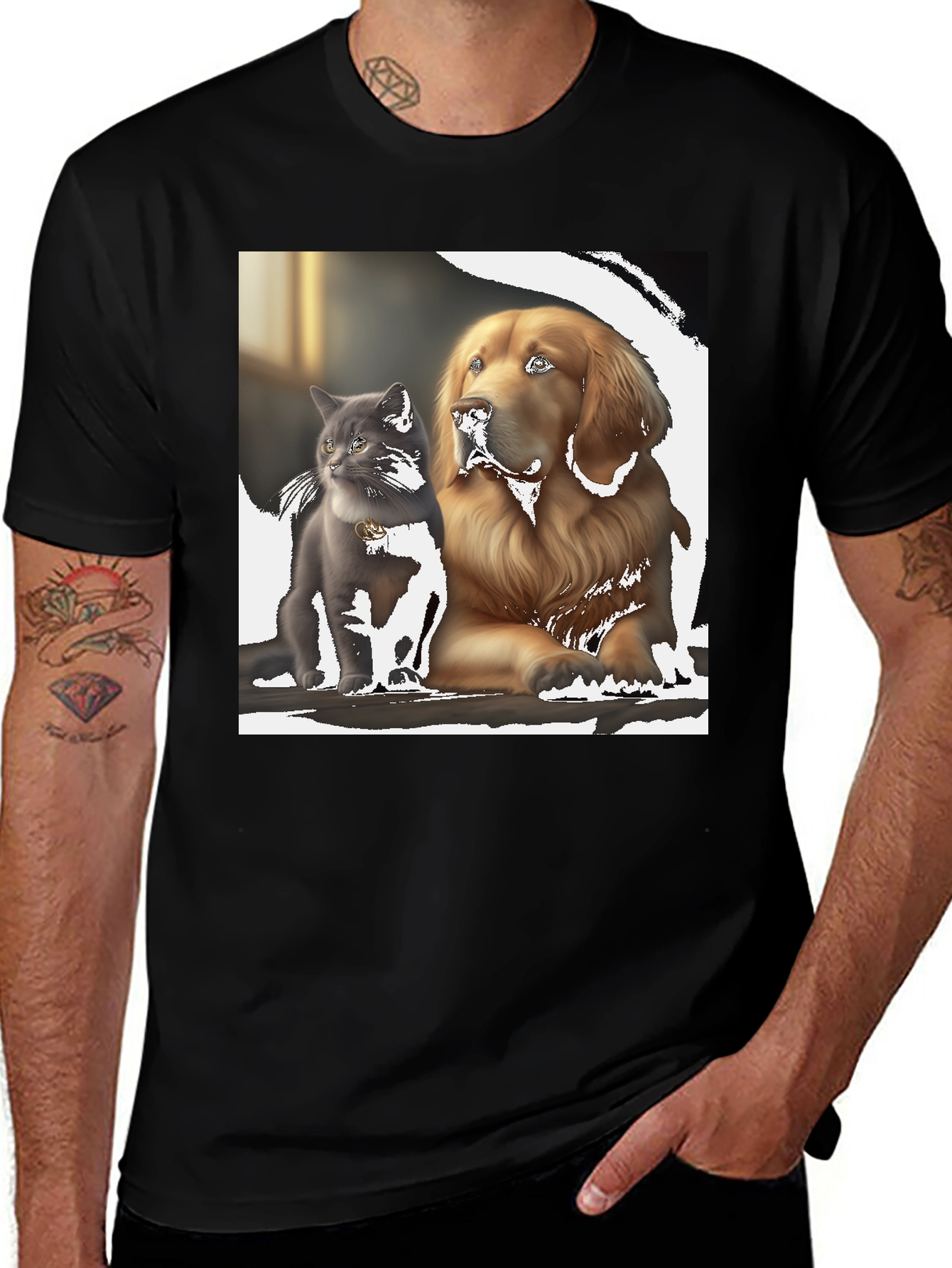 Variant 30 of Cat and Dog Graphic Tee - Unisex Comfort